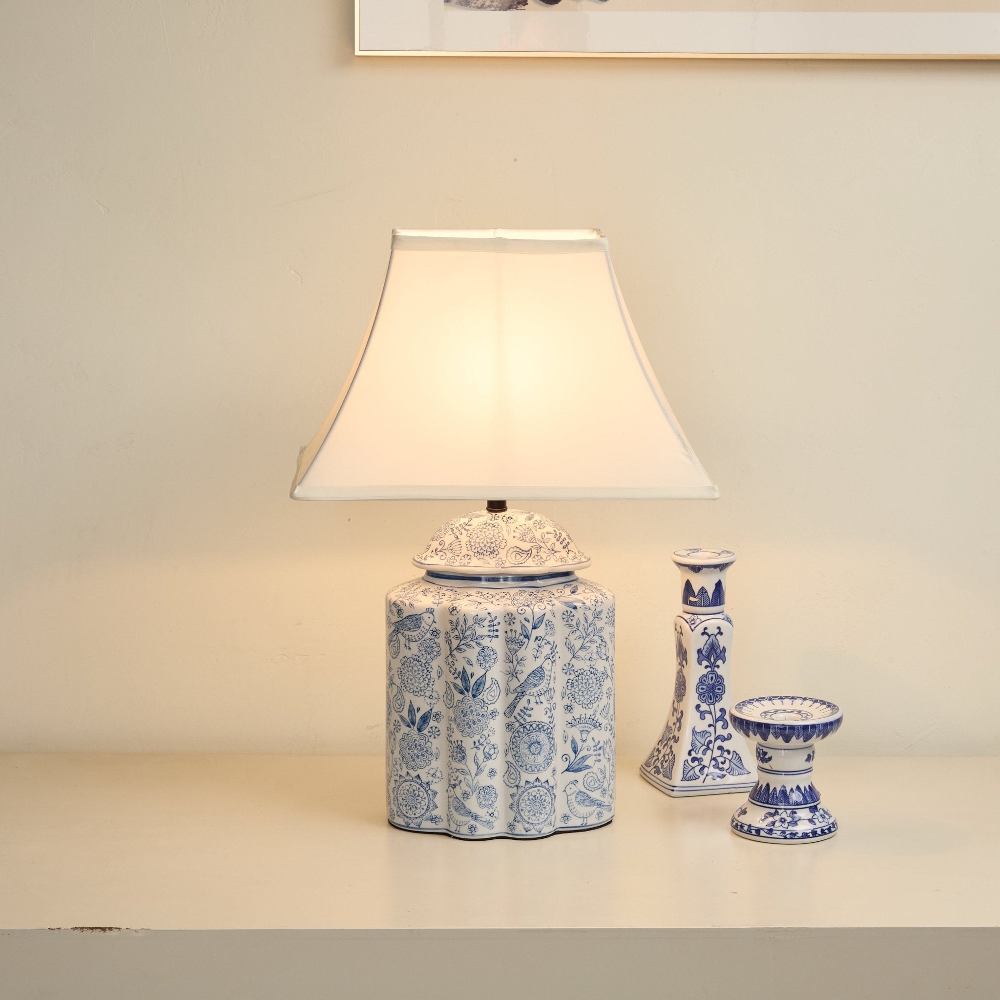 Marcellin Floral Bird Jar Table Lamp