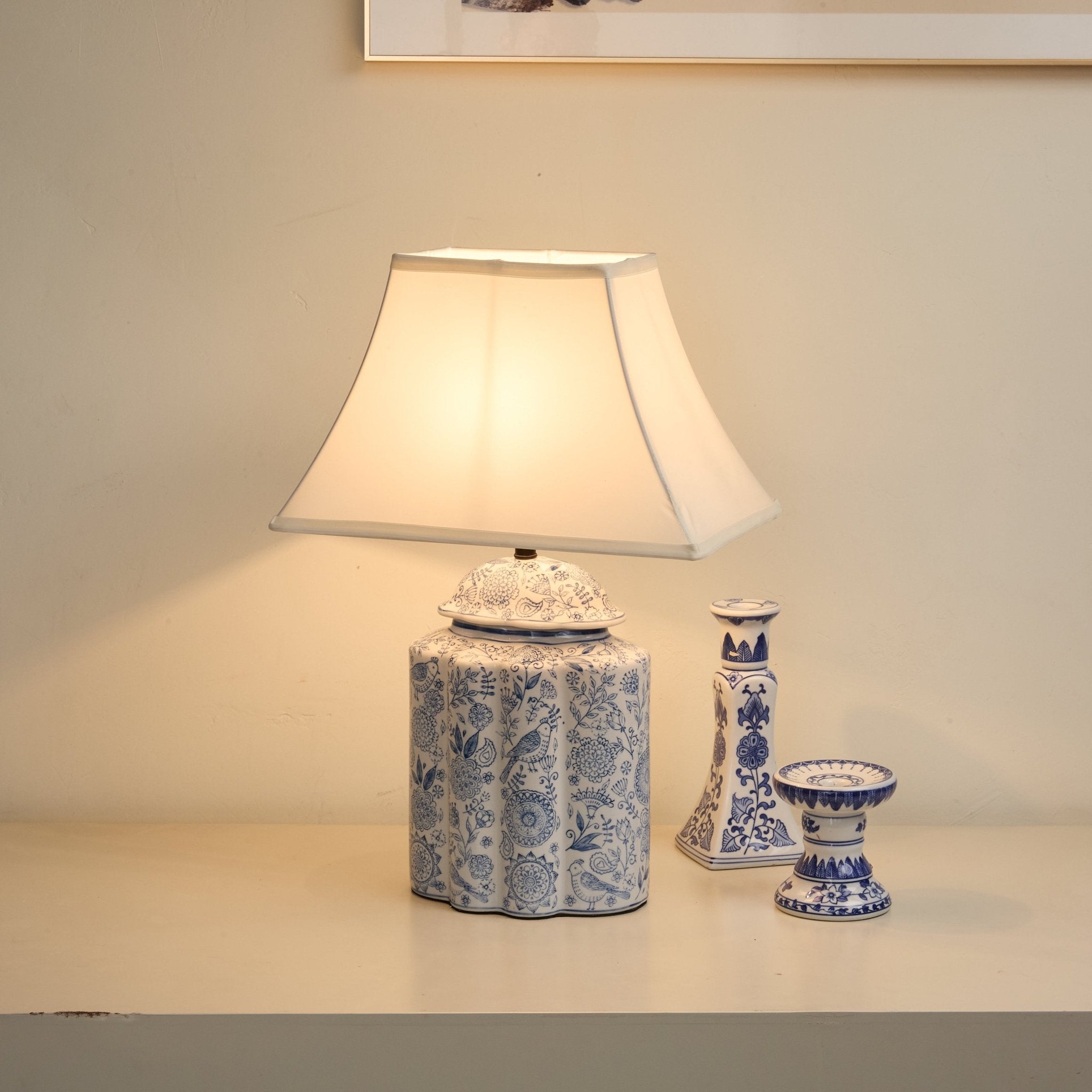 Marcellin Floral Bird Jar Table Lamp