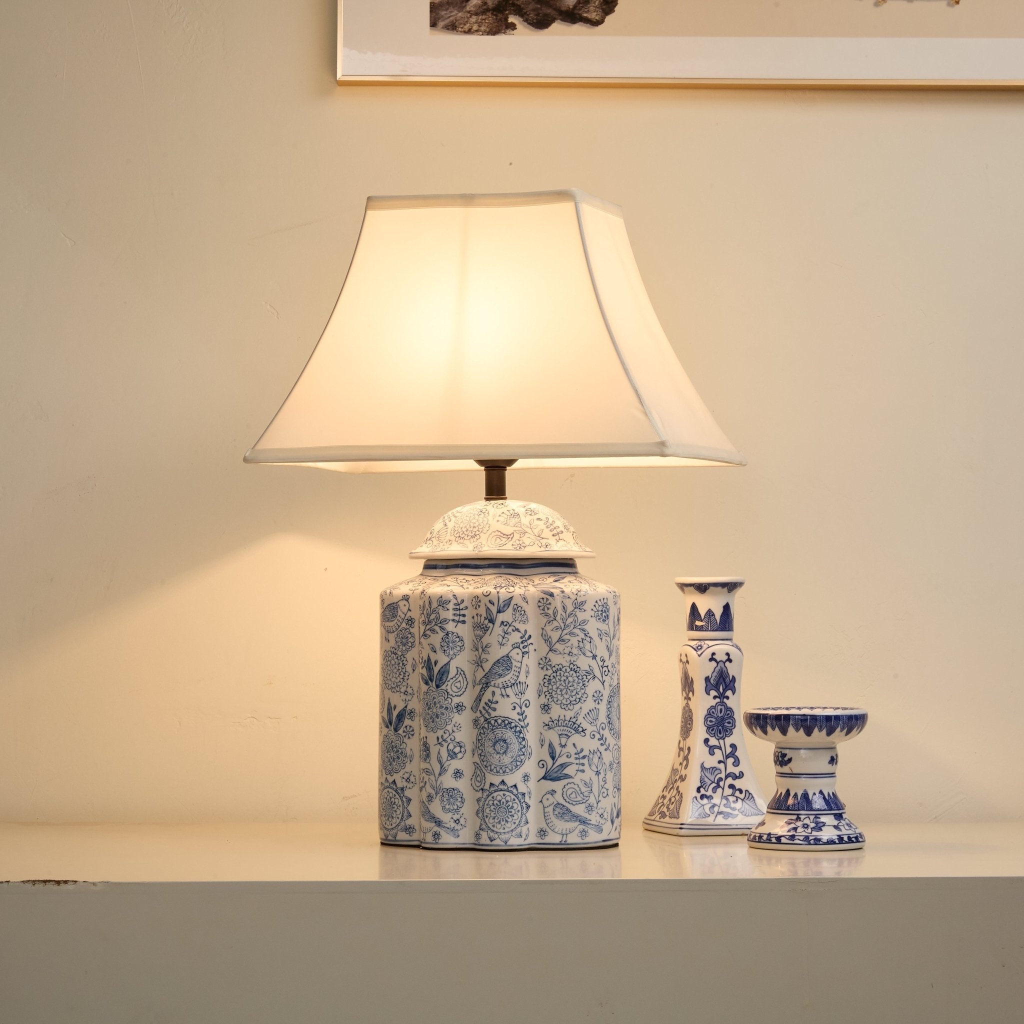 Marcellin Floral Bird Jar Table Lamp
