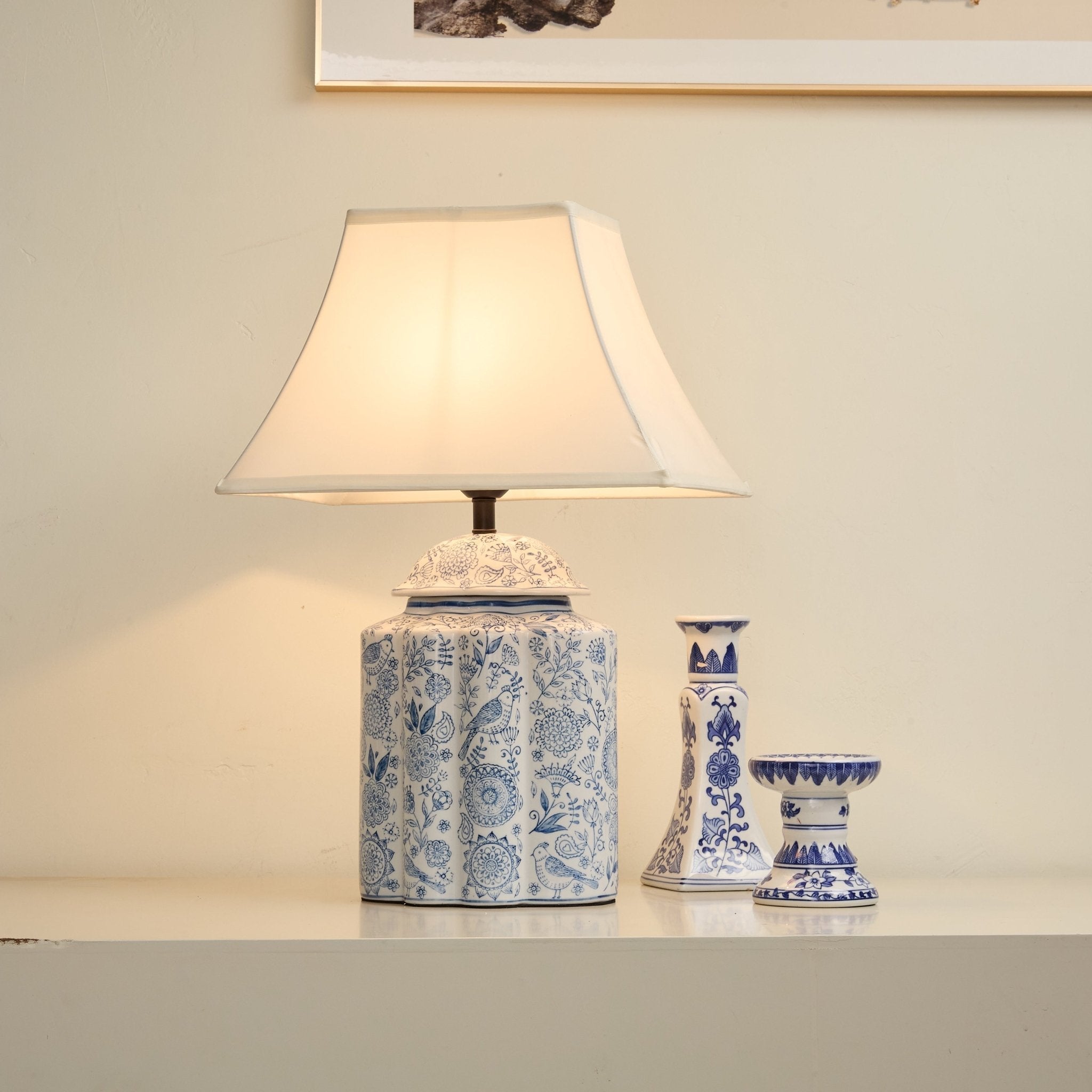 Marcellin Floral Bird Jar Table Lamp