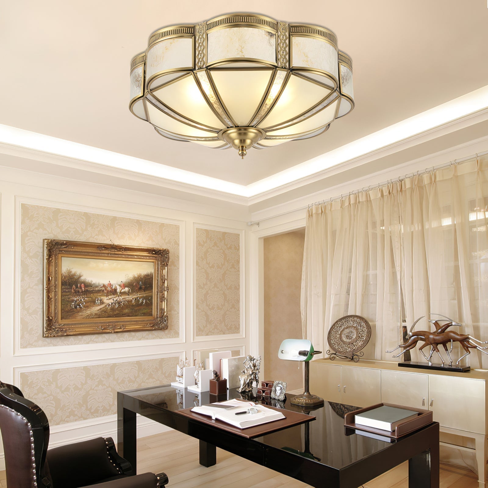 Xaris Floral Brass Floor Lamp