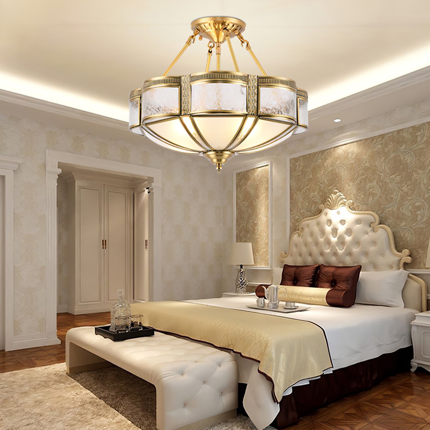 Xaris Floral Brass Floor Lamp