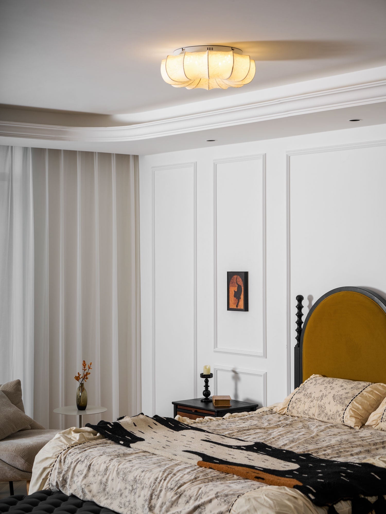 Vivaria Premium Nordic Art Wood Fabric Ceiling Light