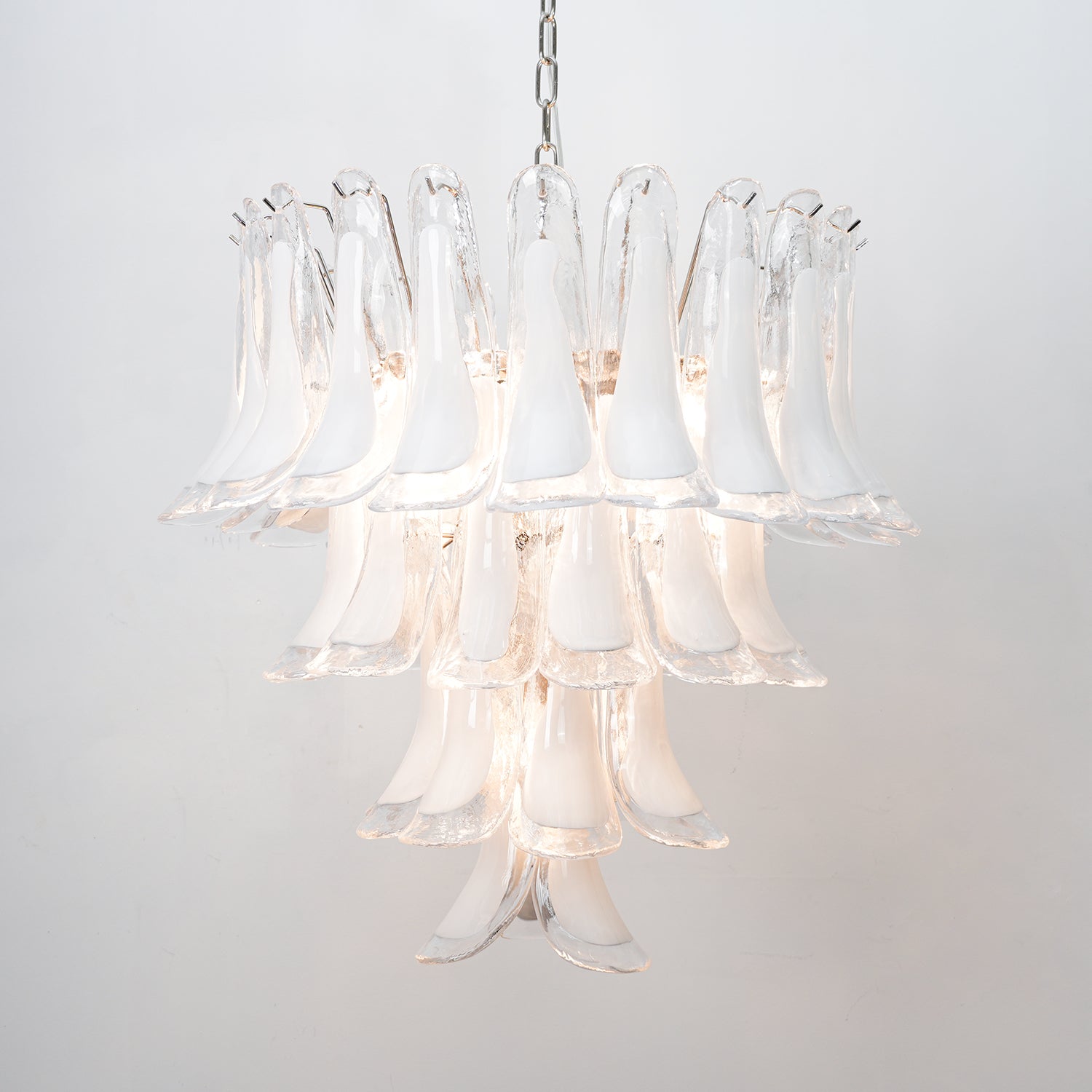 Miraian Chandelier Pink Murano Lily Petal Cascading Floral Classic