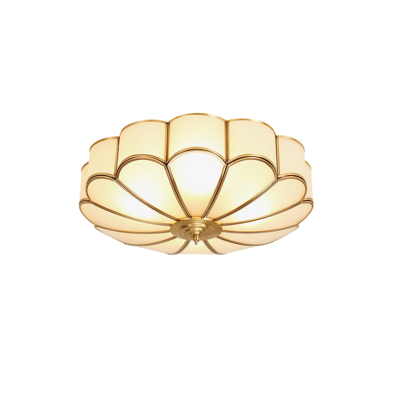 Viraean Modern Minimalist Flower Shape Brass Glass Ceiling Light