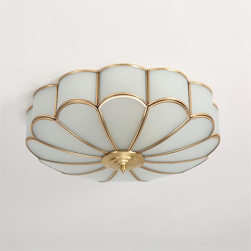 Viraean Modern Minimalist Flower Shape Brass Glass Ceiling Lamp - Neutral Decor