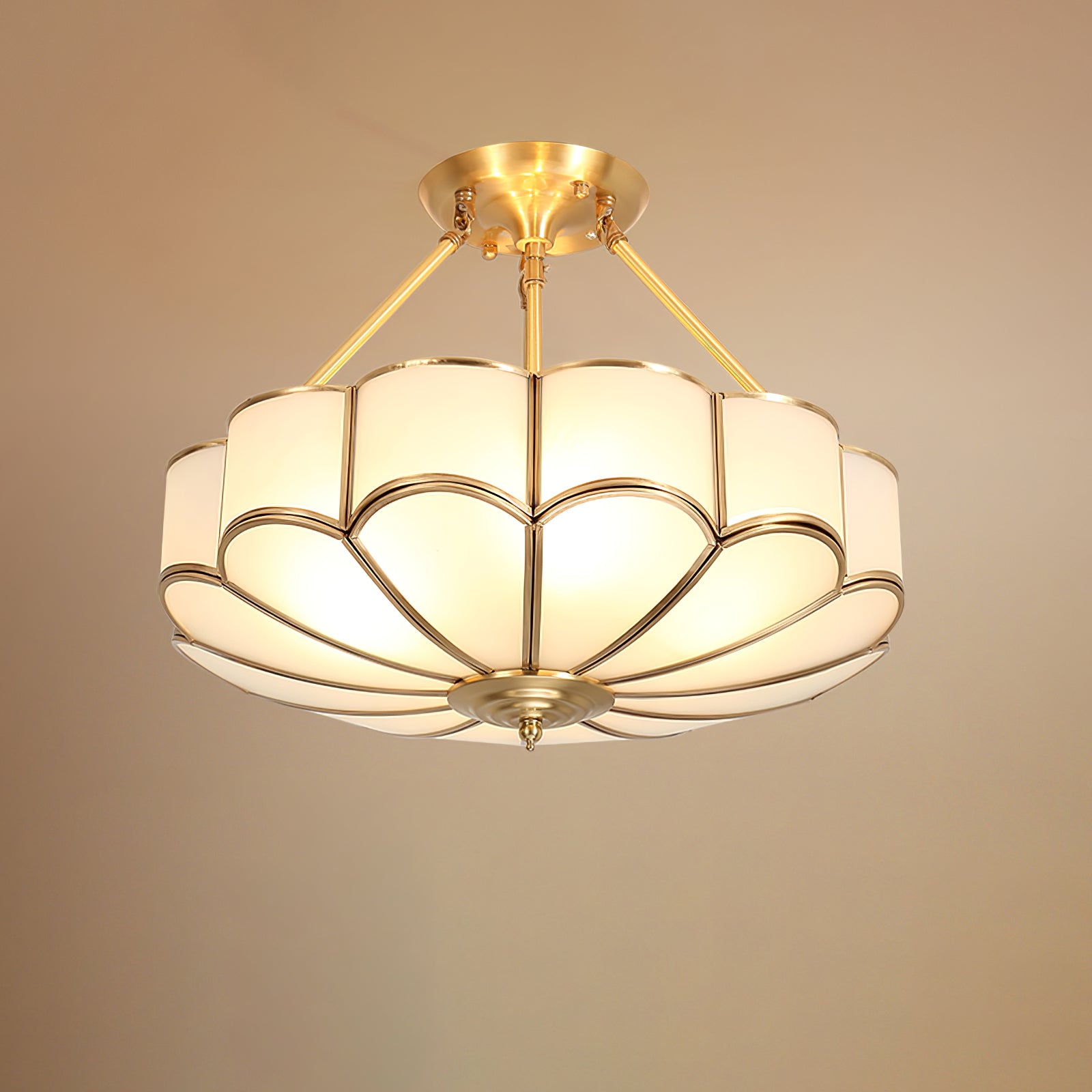 Levenor Ceiling Light Frosted Glass Petal Brass Art