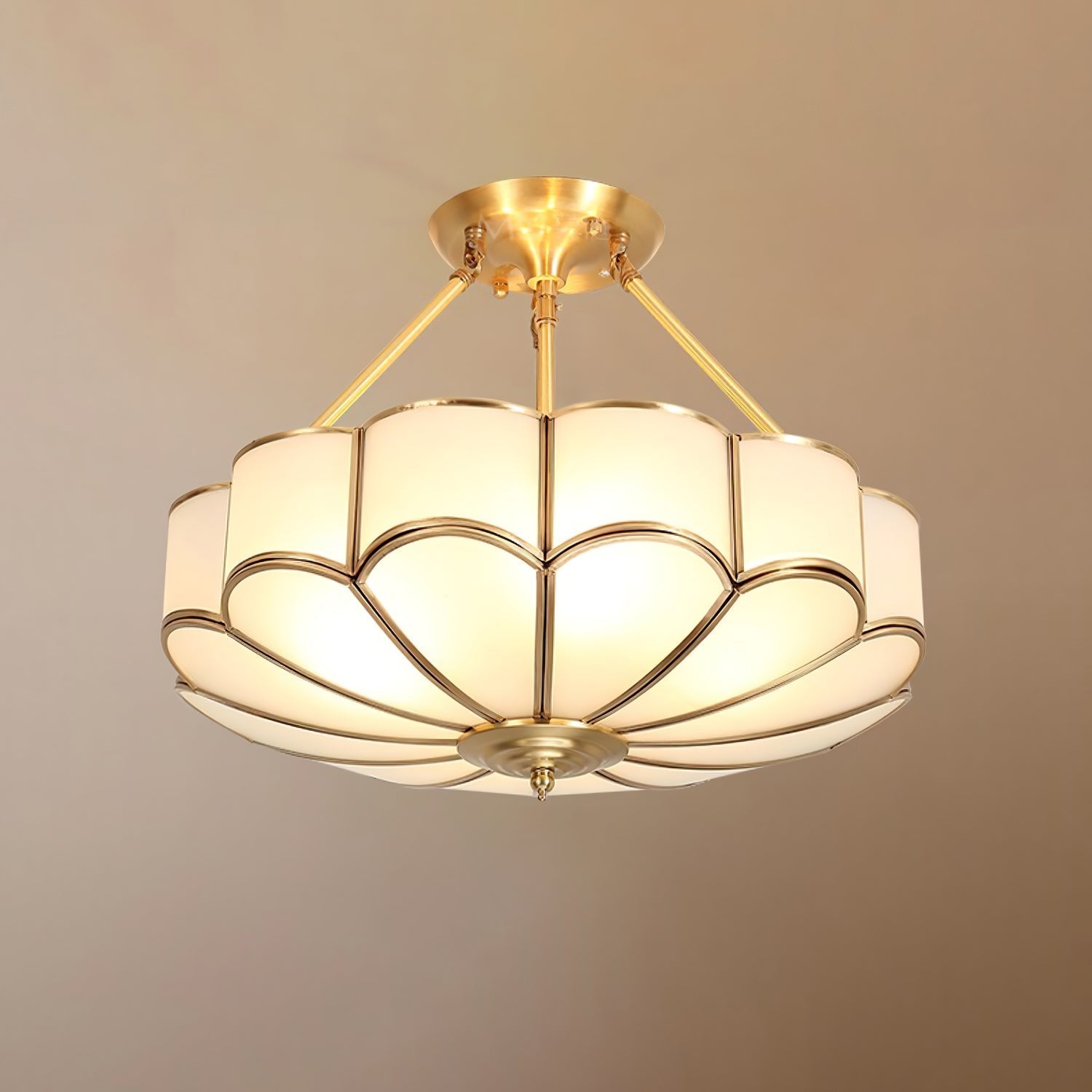 Levenor Ceiling Light Frosted Glass Petal Brass Art