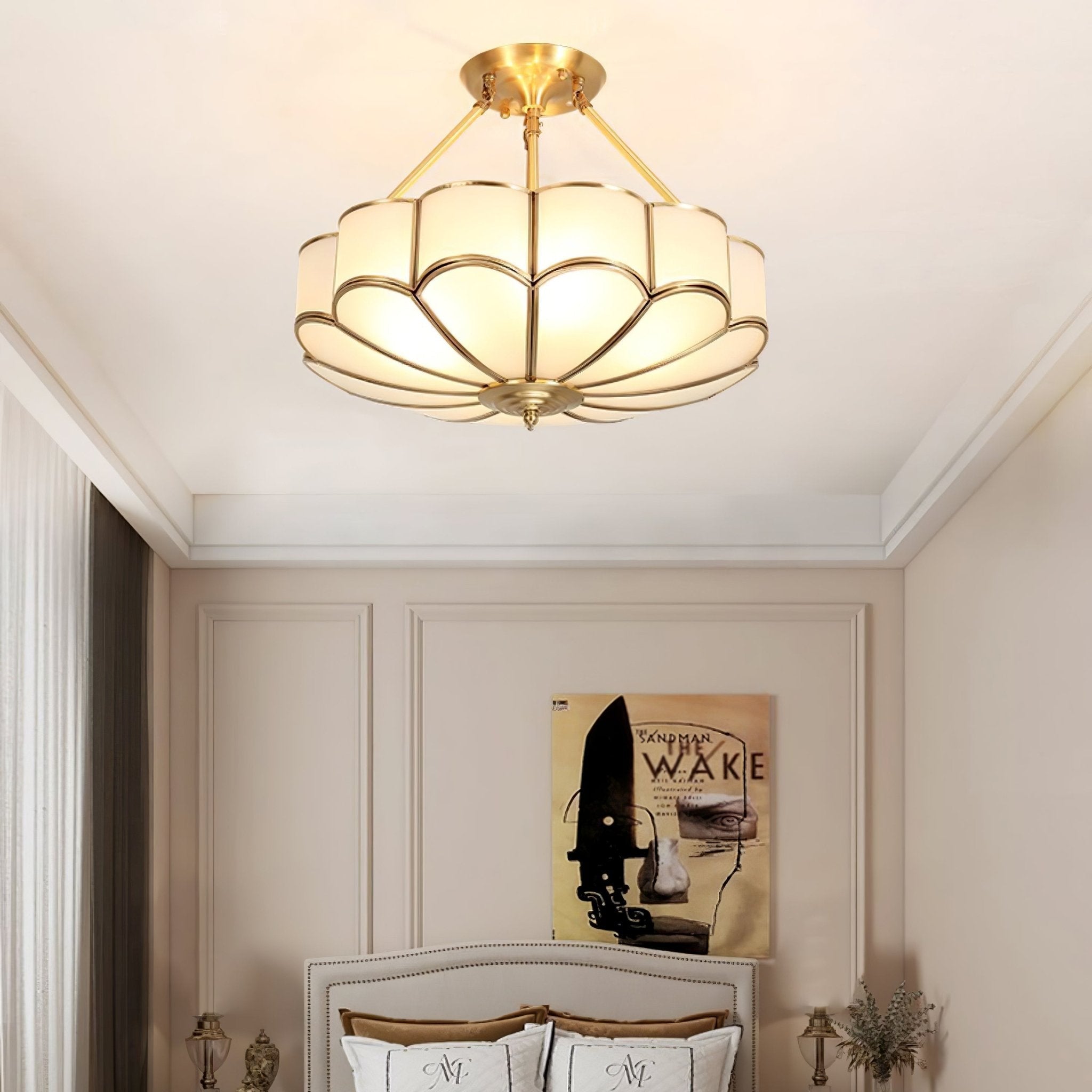 Levenor Ceiling Light Frosted Glass Petal Brass Art