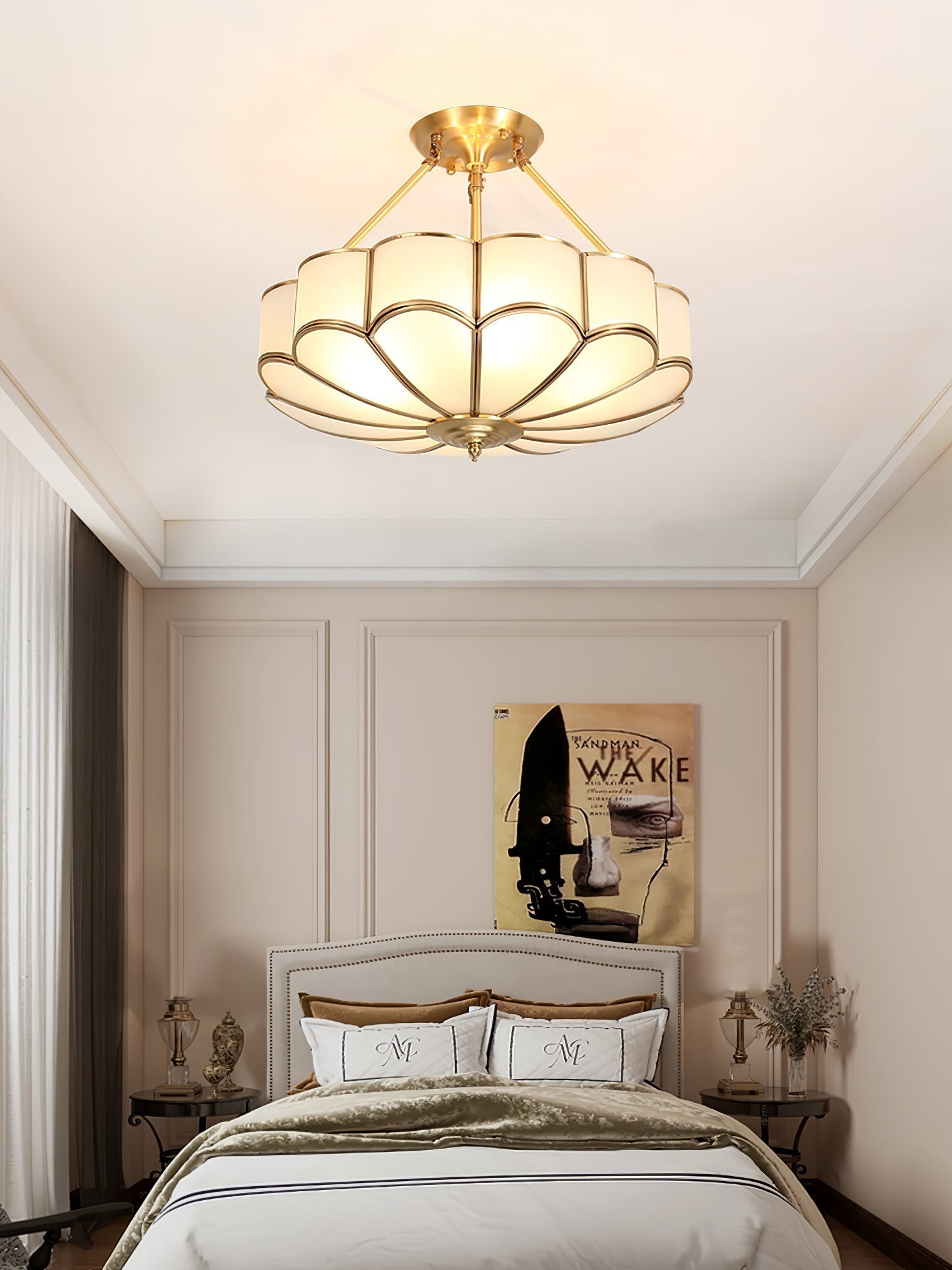 Levenor Ceiling Light Frosted Glass Petal Brass Art