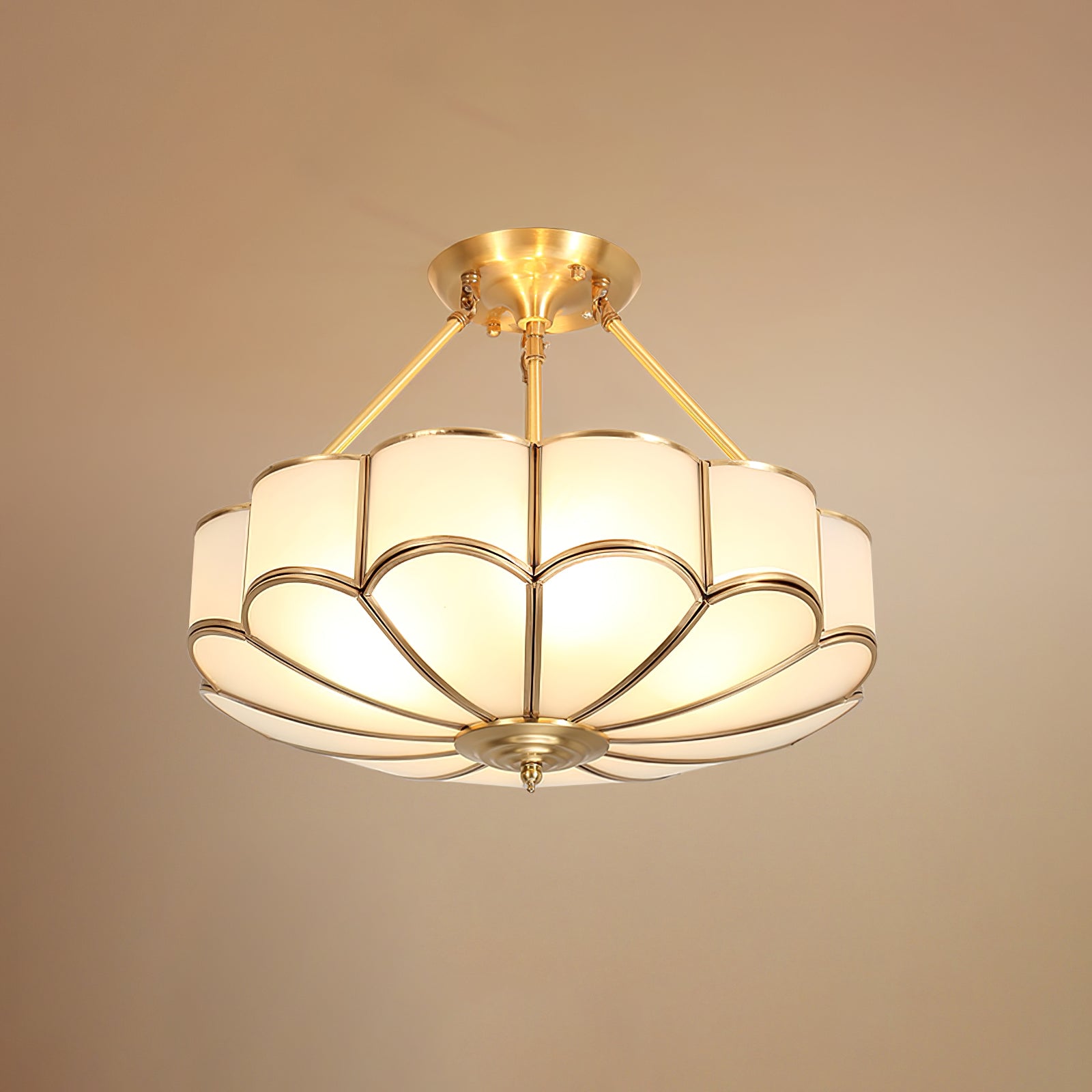 Levenor Ceiling Light Frosted Glass Petal Brass Art