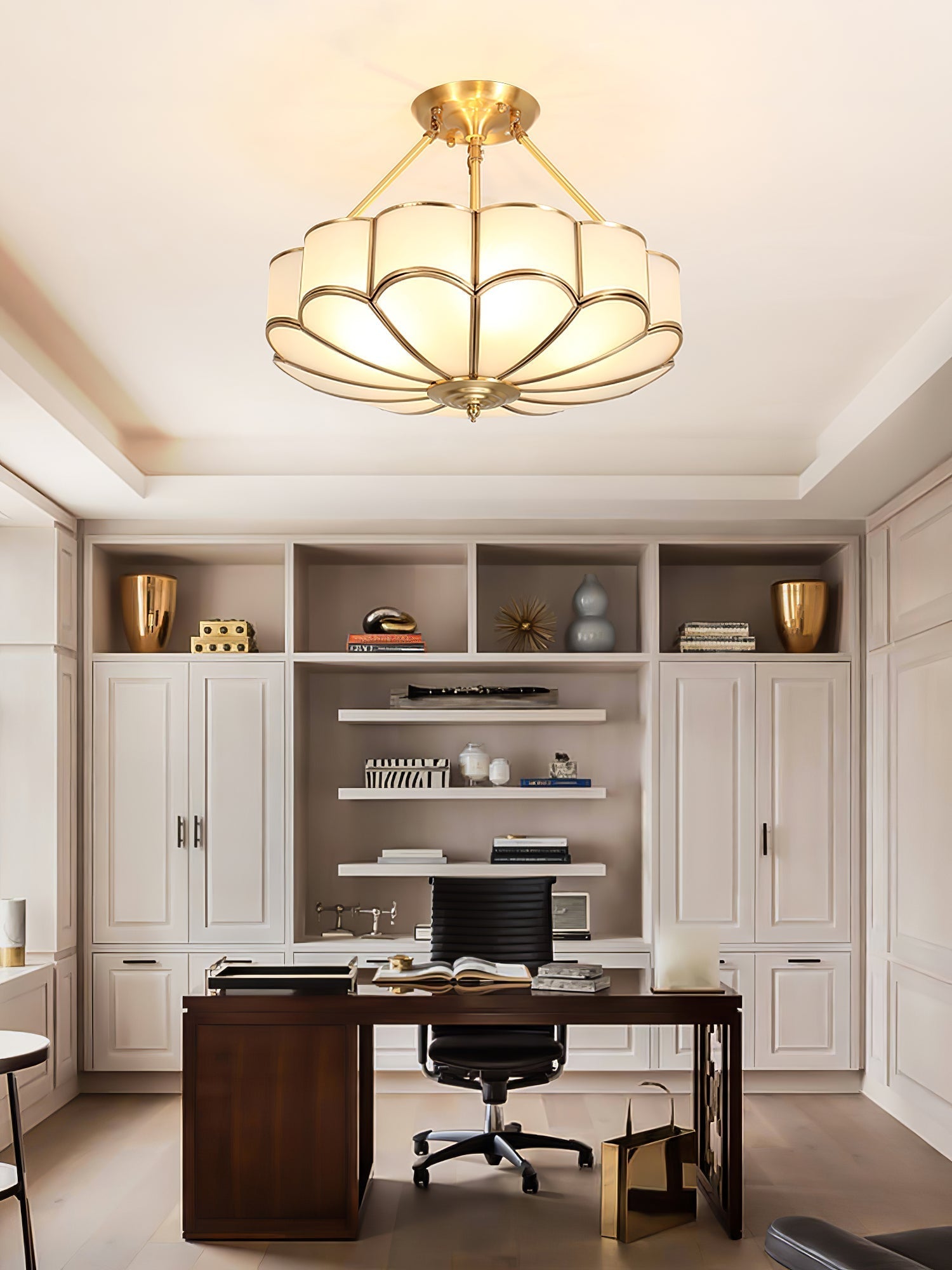 Levenor Ceiling Light Frosted Glass Petal Brass Art
