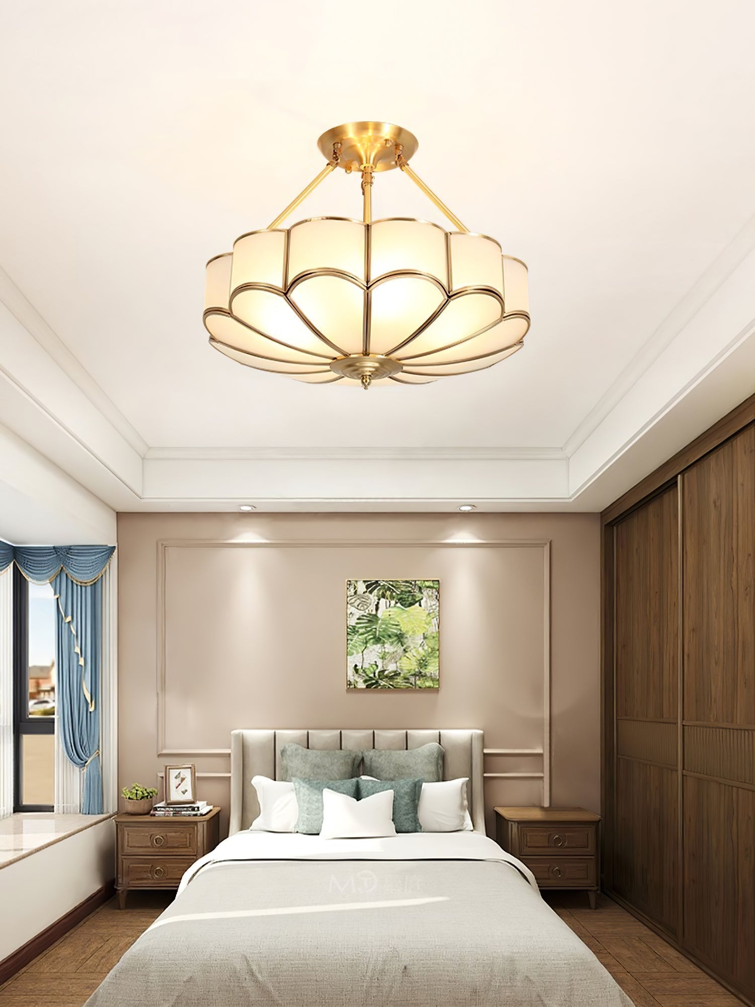 Levenor Ceiling Light Frosted Glass Petal Brass Art