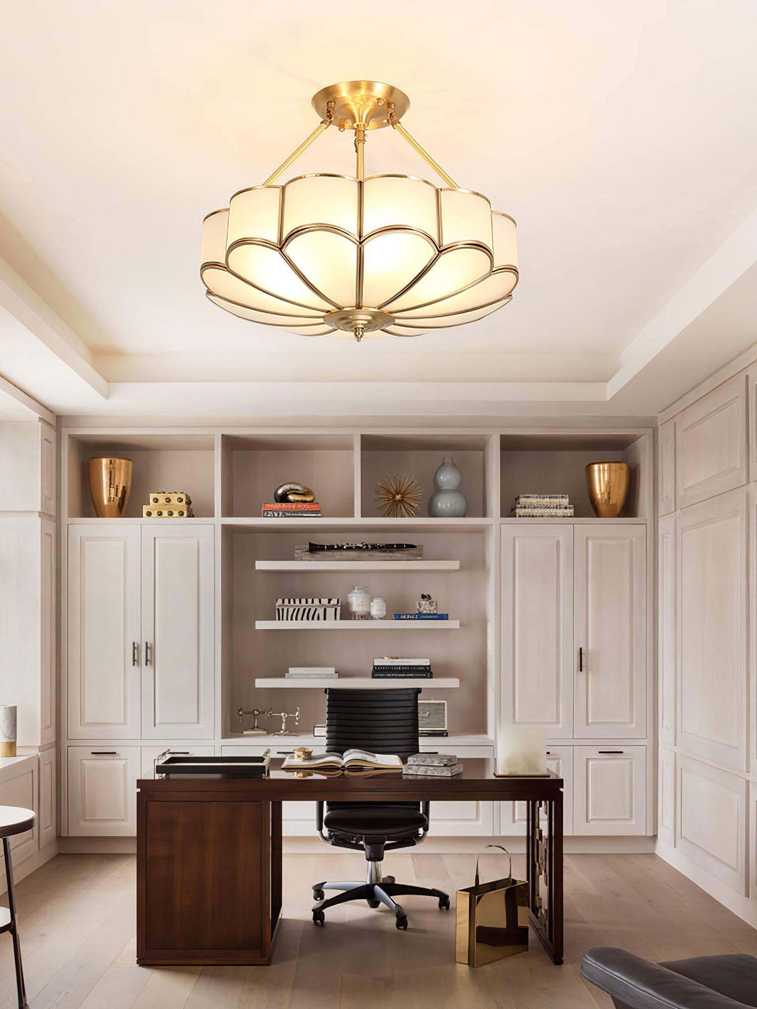 Levenor Ceiling Light Frosted Glass Petal Brass Art