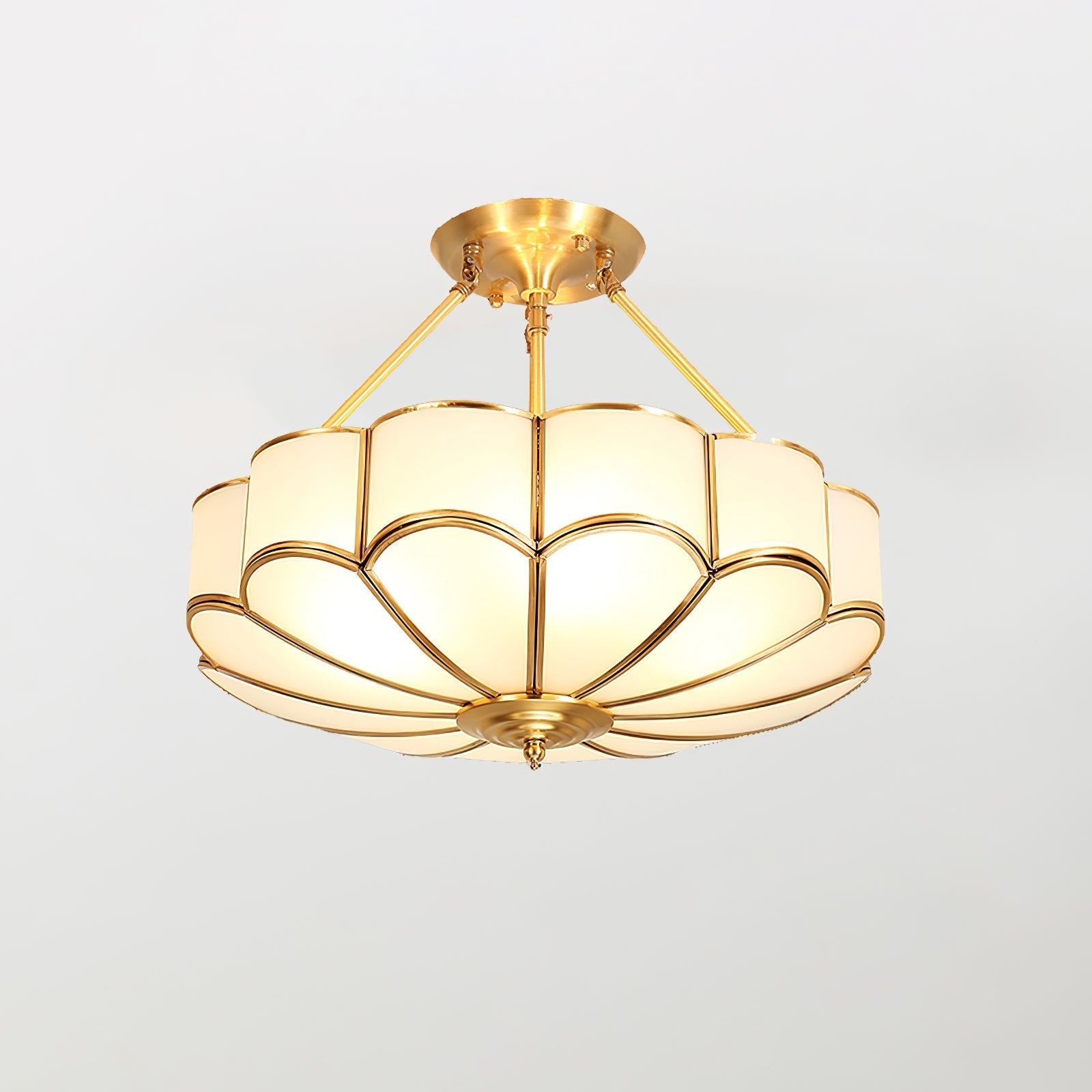 Levenor Ceiling Light Frosted Glass Petal Brass Art