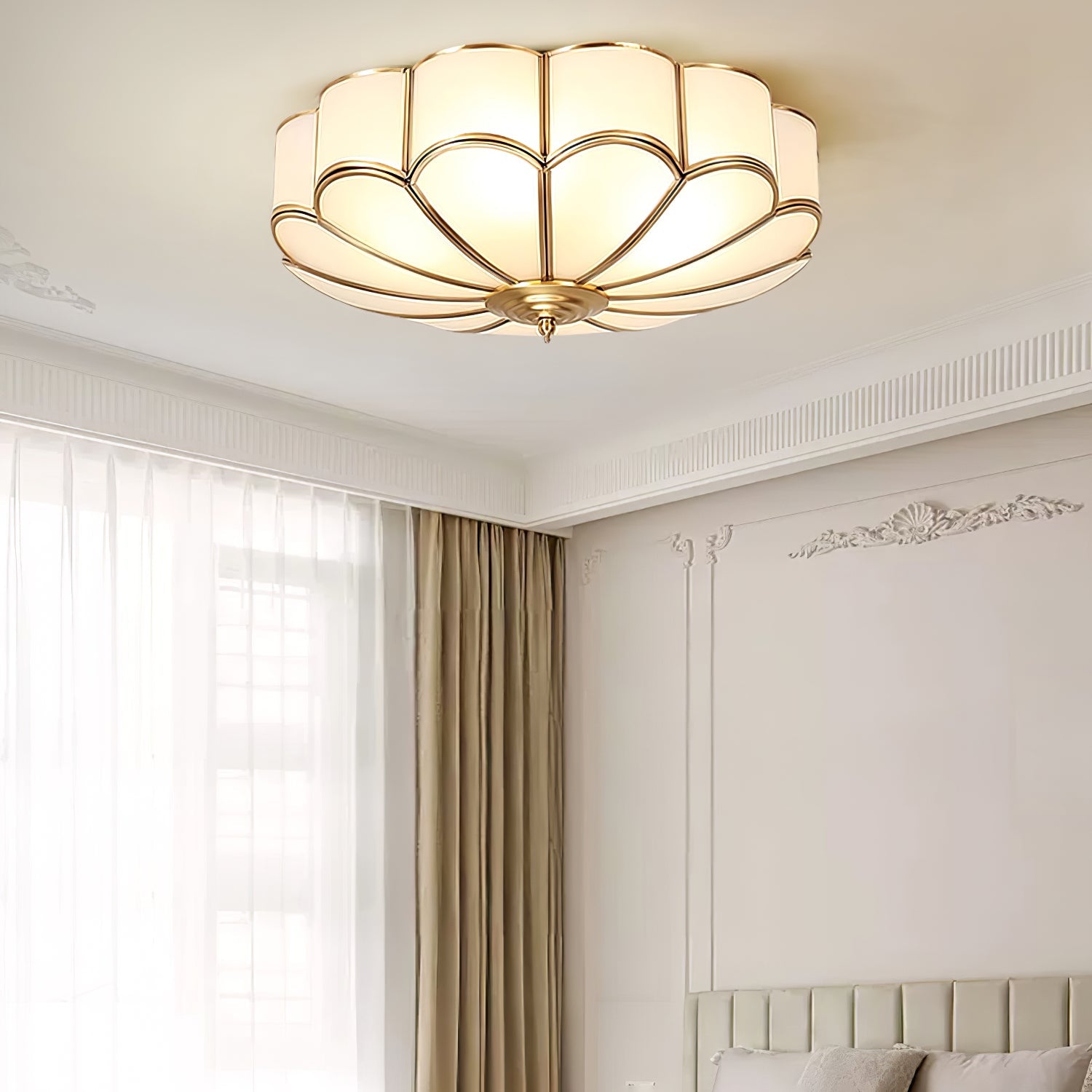 Delacourt Flower Shape Glass Flush Mount Ceiling Light