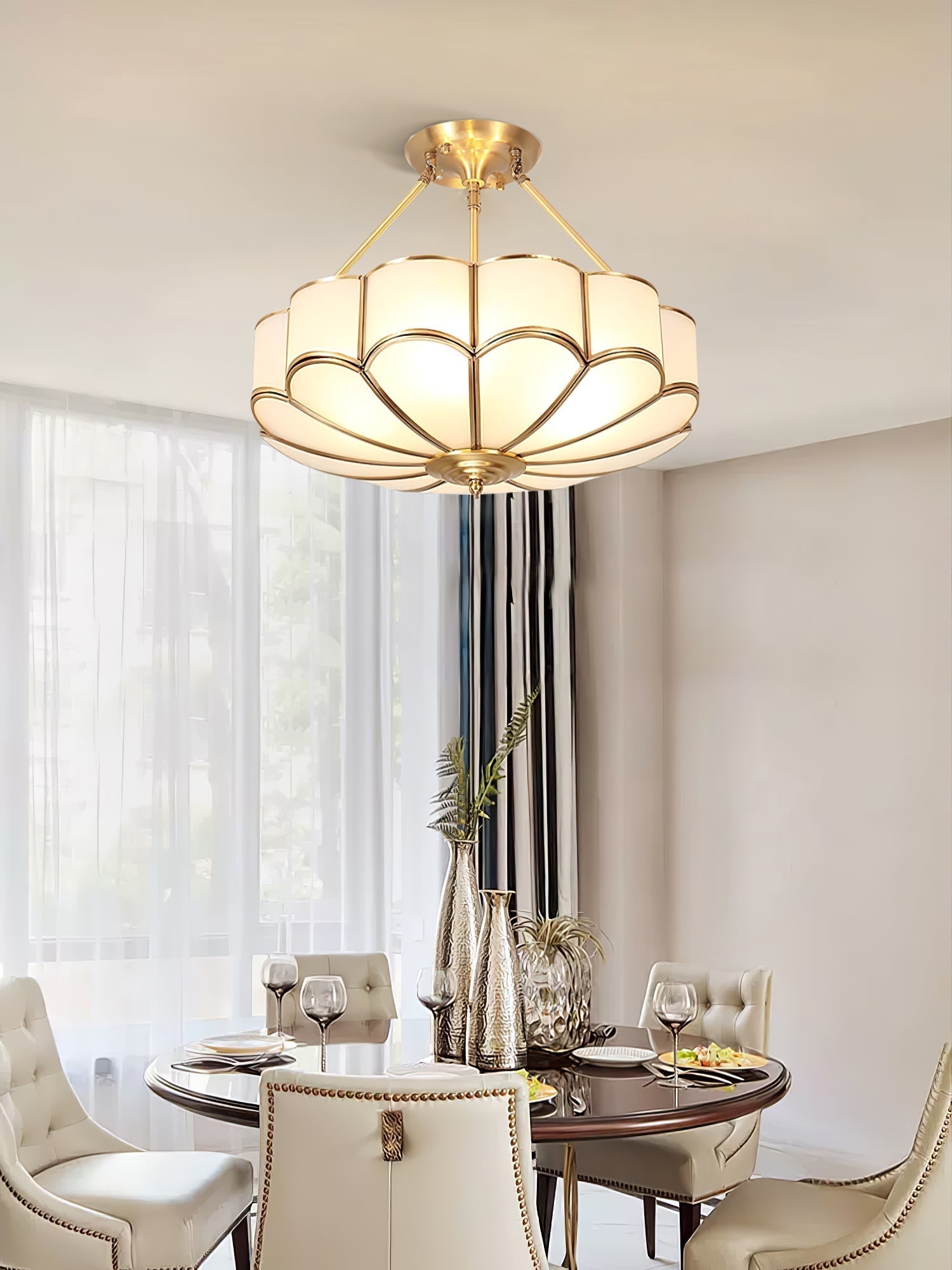 Levenor Ceiling Light Frosted Glass Petal Brass Art