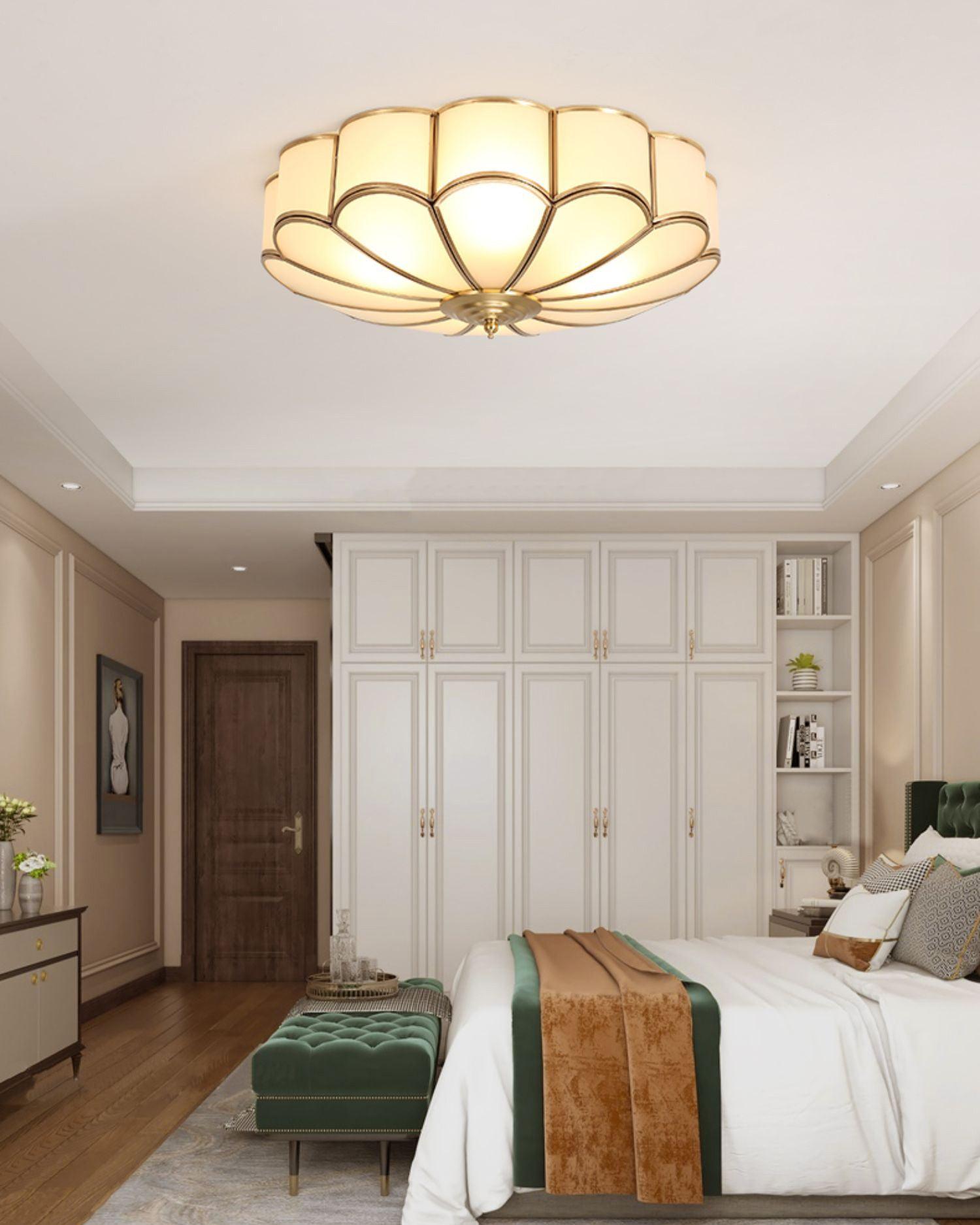 Delacourt Flower Shape Glass Flush Mount Ceiling Light