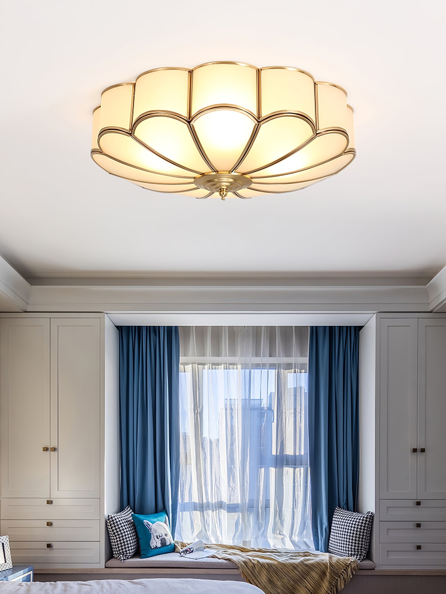 Delacourt Flower Shape Glass Flush Mount Ceiling Light