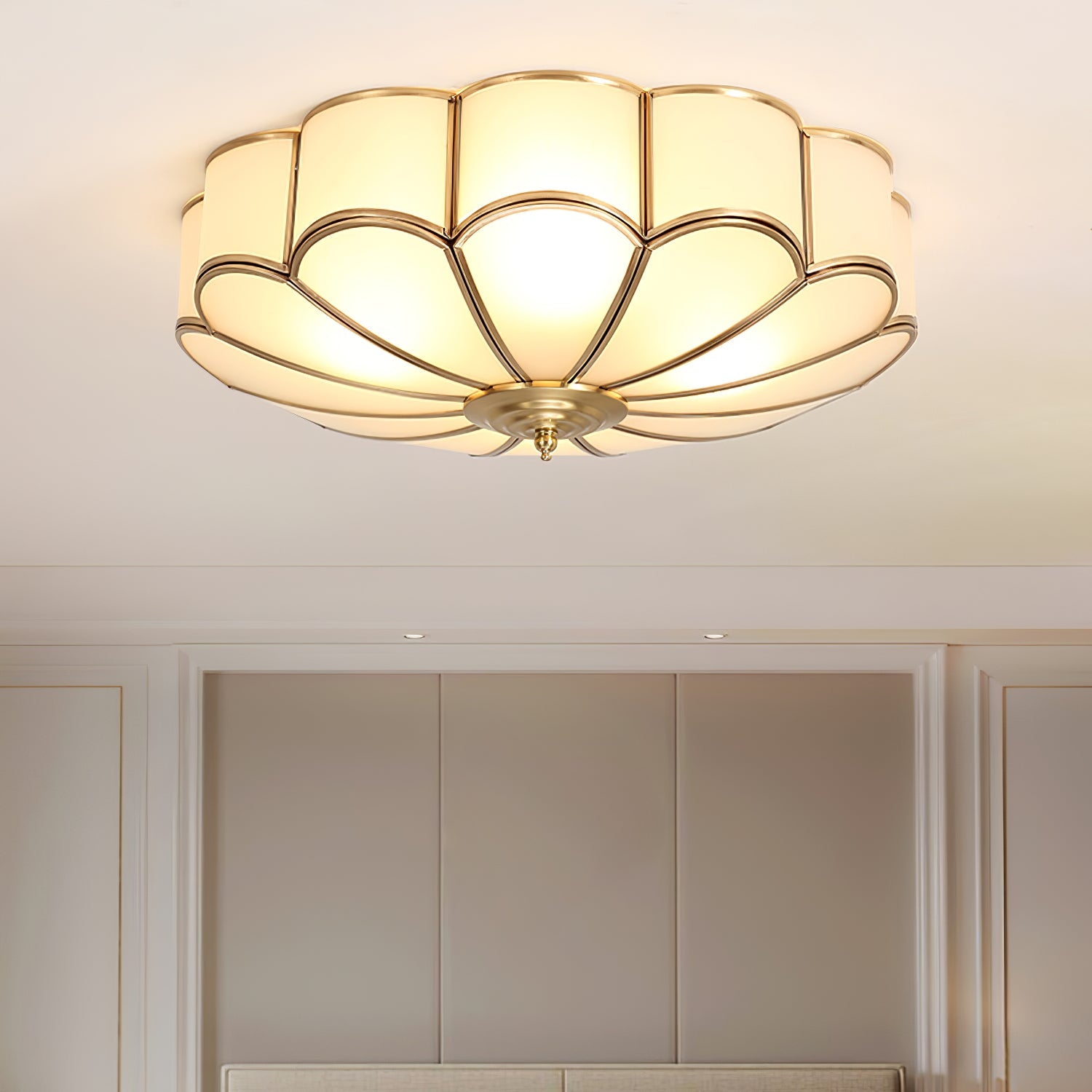 Delacourt Flower Shape Glass Flush Mount Ceiling Light