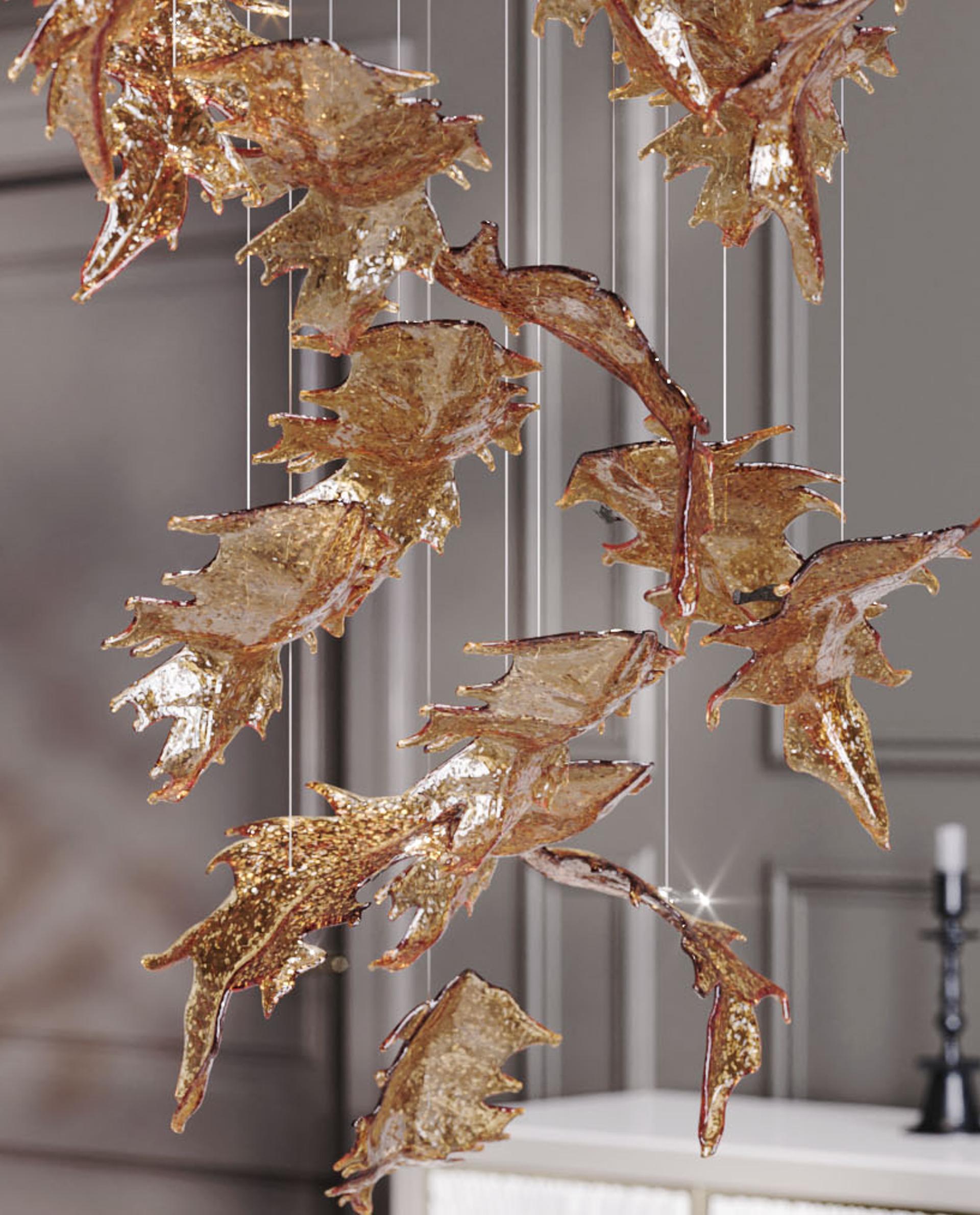 Cosolion Bird Amber Clear Glass Chandelier