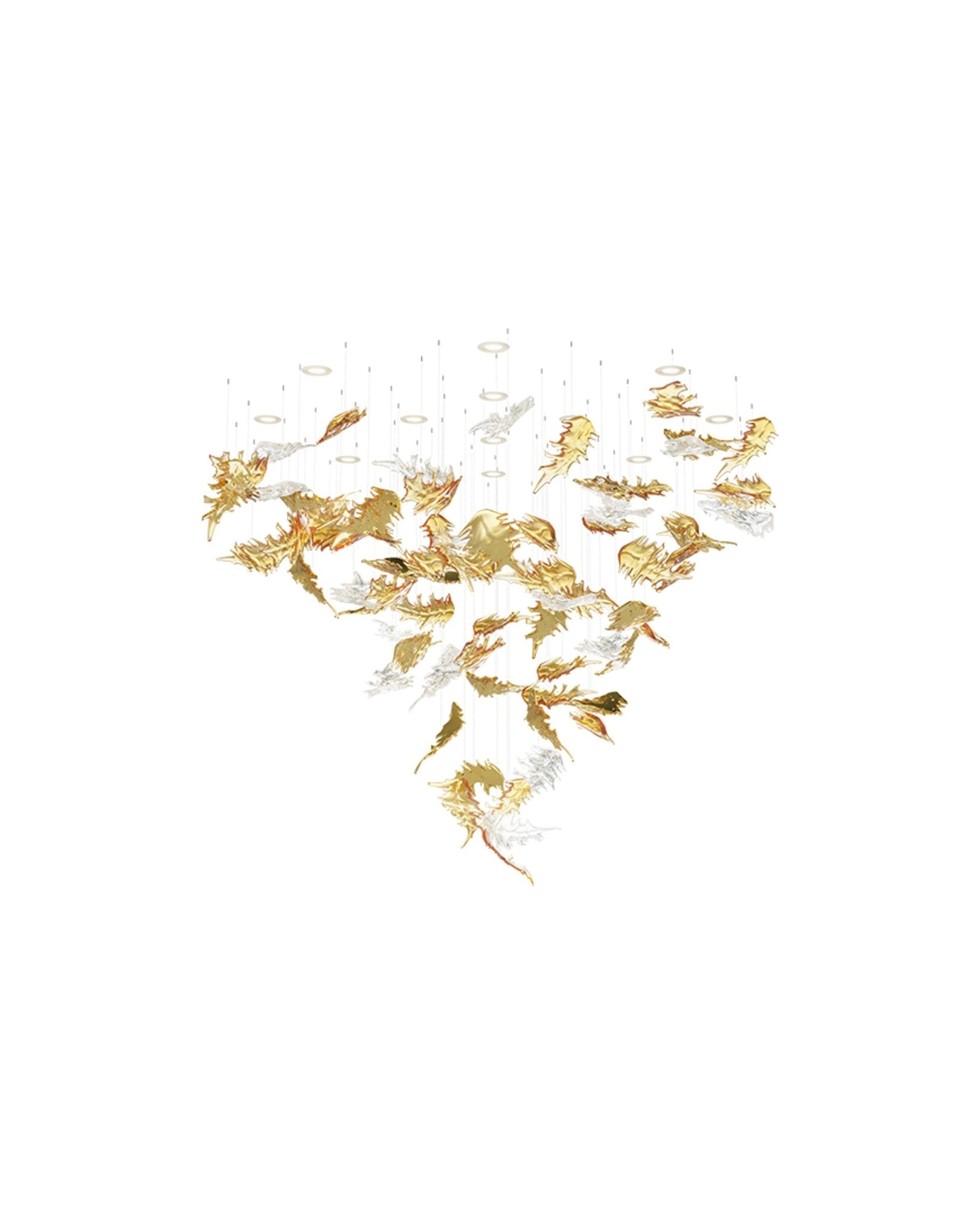Cosolion Bird Amber Clear Glass Chandelier