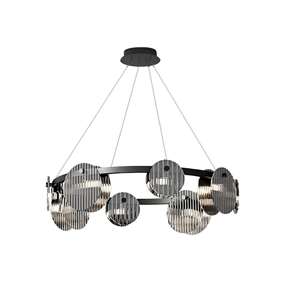 Eovin Chandelier Smoked Glass and Black Metal