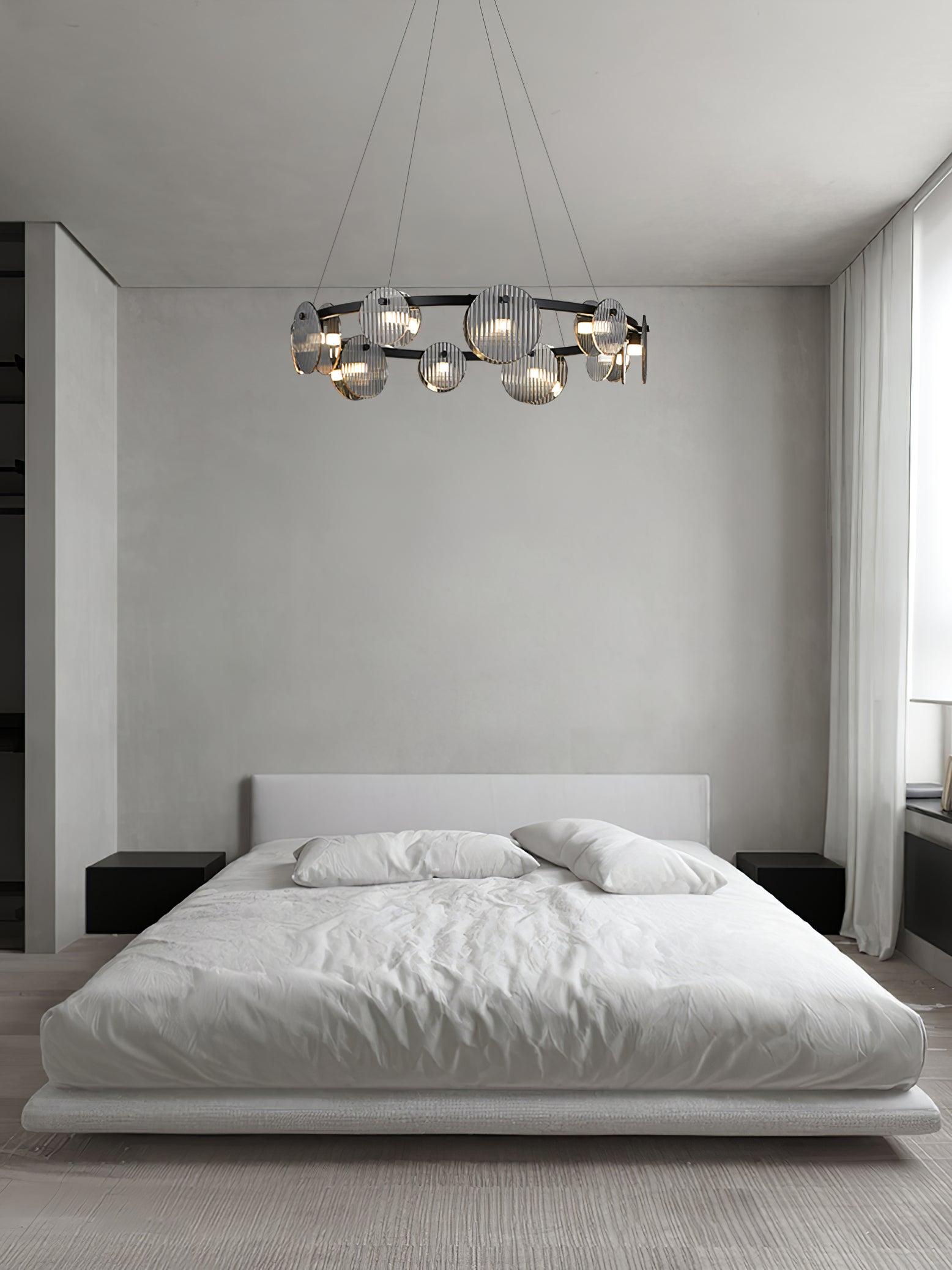 Eovin Chandelier Smoked Glass and Black Metal