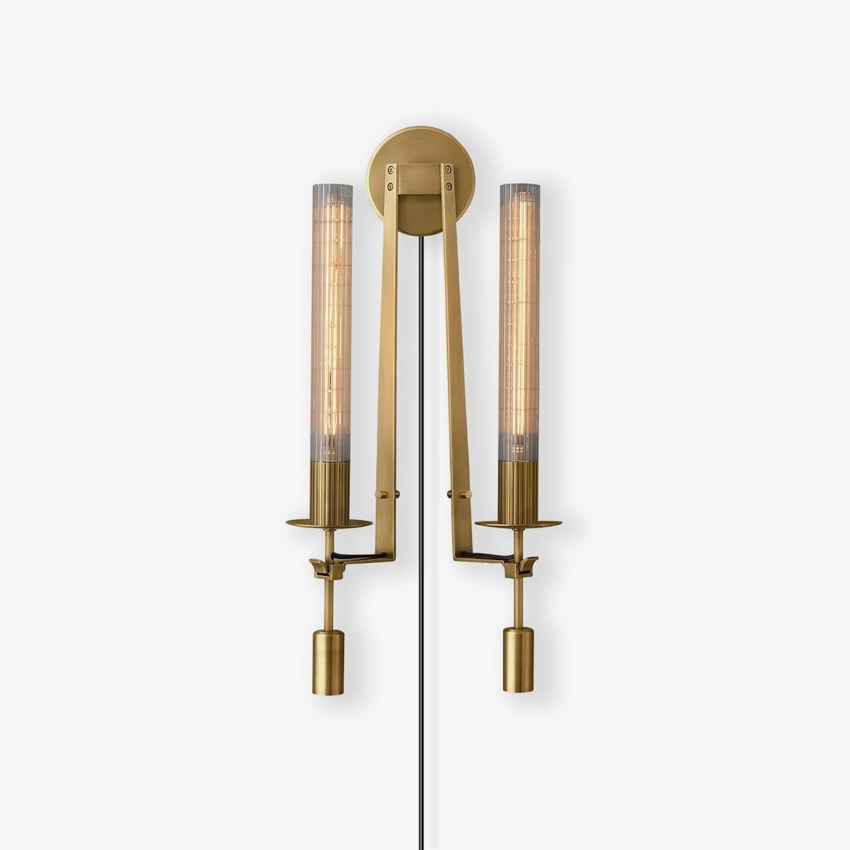Ceshaisra French Classicism Plug-in Brass Glass Wall Lamp
