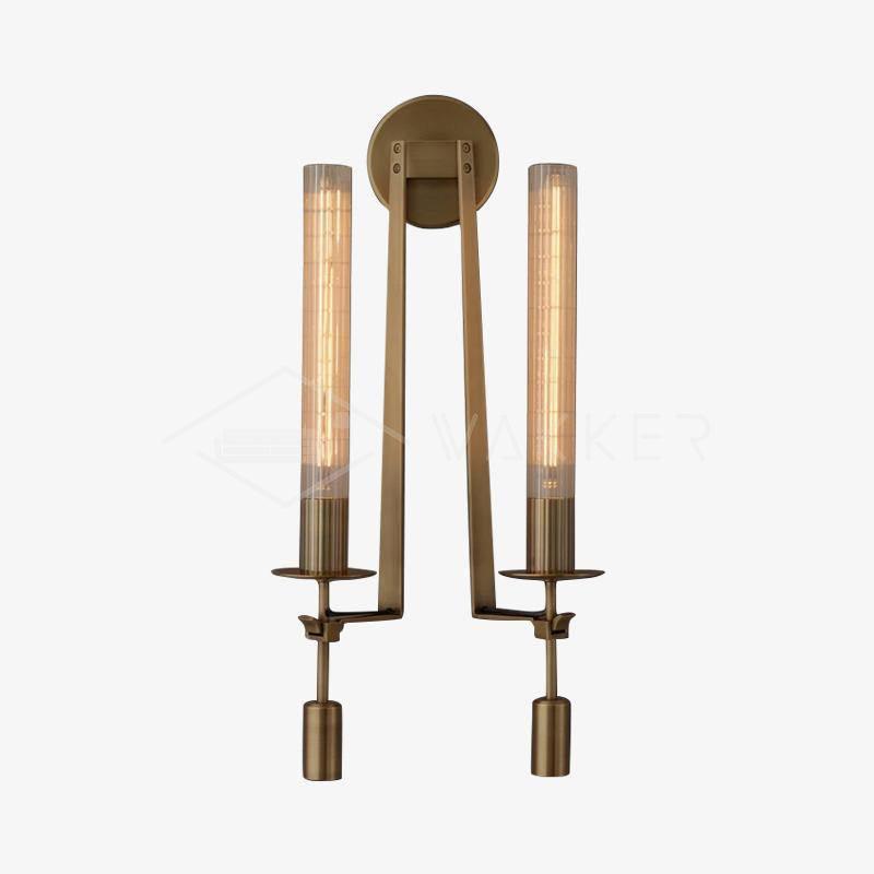 Veloora Wall Lamp Brass Minimalist Ribbed Glass
