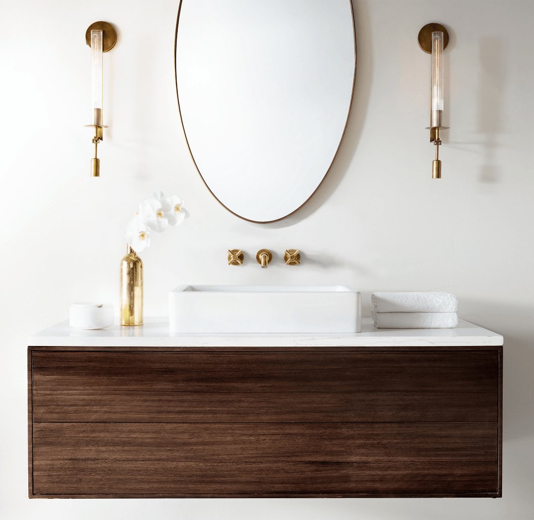 Veloora Wall Lamp Brass Minimalist Ribbed Glass