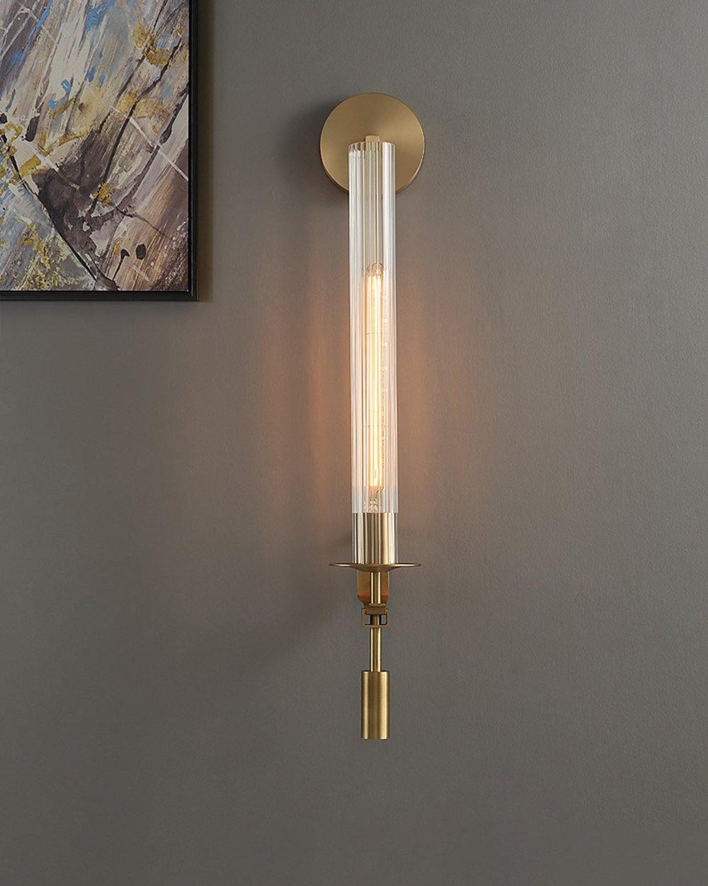Veloora Wall Lamp Brass Minimalist Ribbed Glass