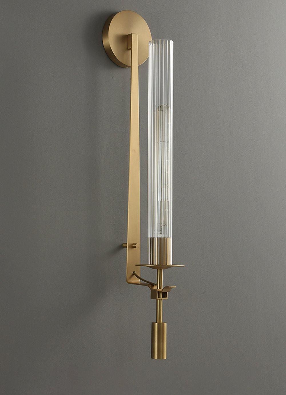 Veloora Wall Lamp Brass Minimalist Ribbed Glass