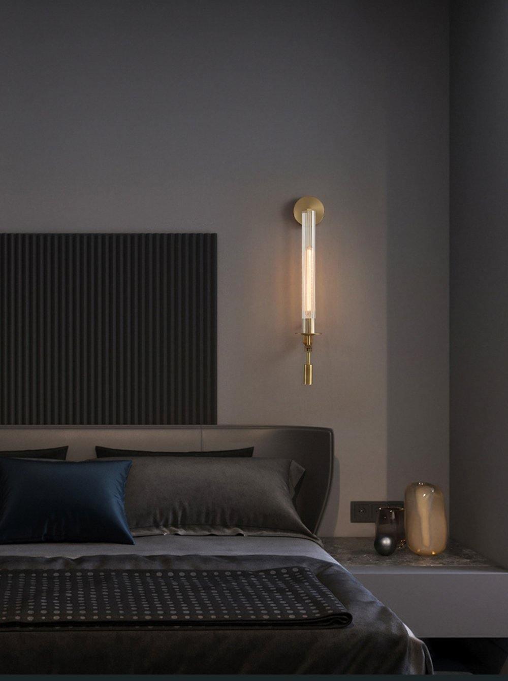Veloora Wall Lamp Brass Minimalist Ribbed Glass