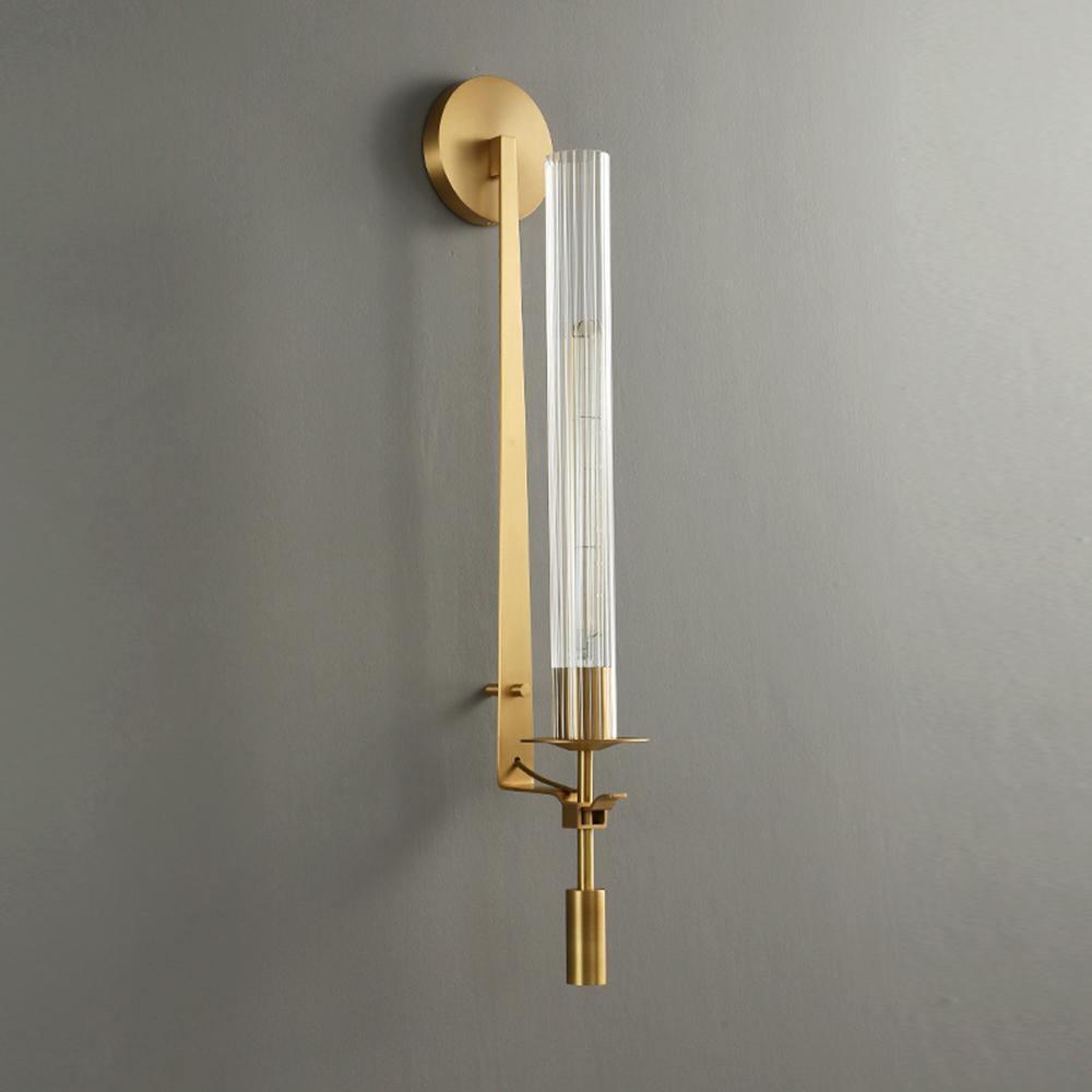 Veloora Wall Lamp Brass Minimalist Ribbed Glass