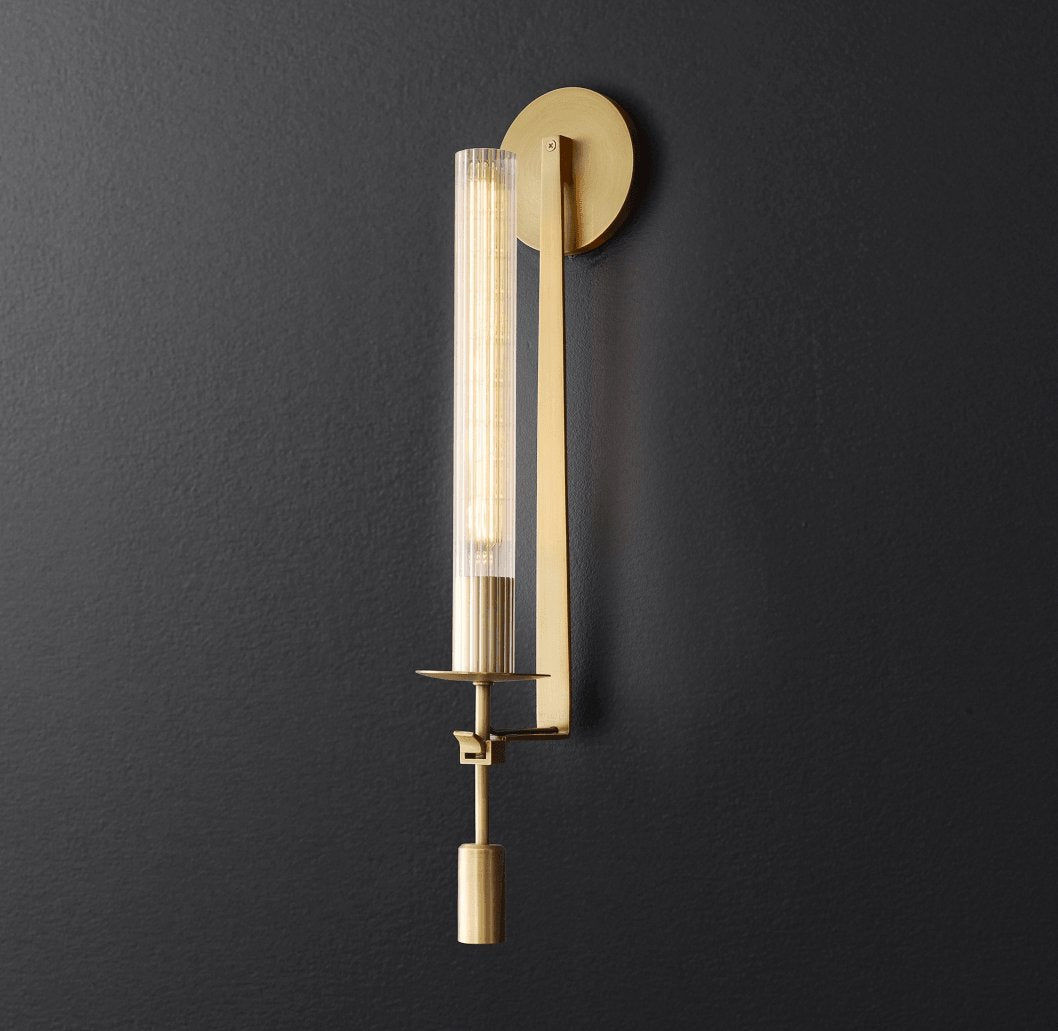 Veloora Wall Lamp Brass Minimalist Ribbed Glass