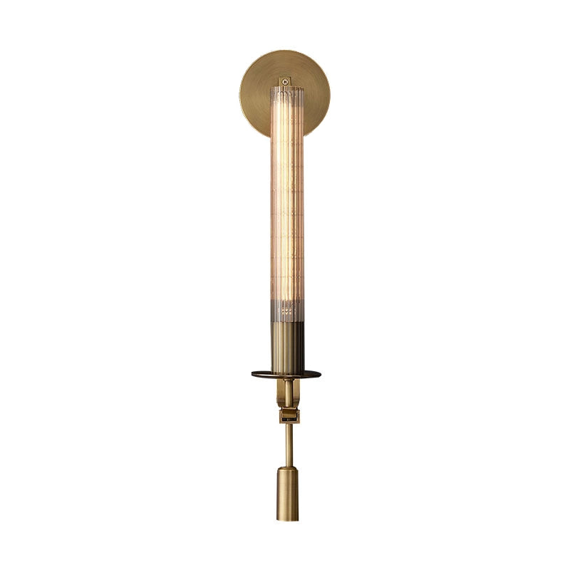 Veloora Wall Lamp Brass Minimalist Ribbed Glass