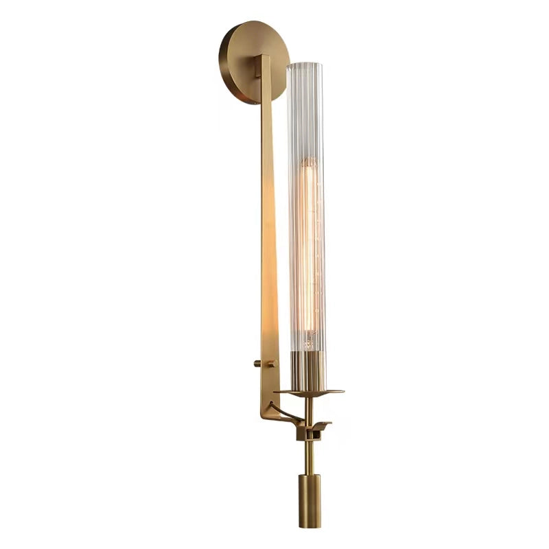 Veloora Wall Lamp Brass Minimalist Ribbed Glass