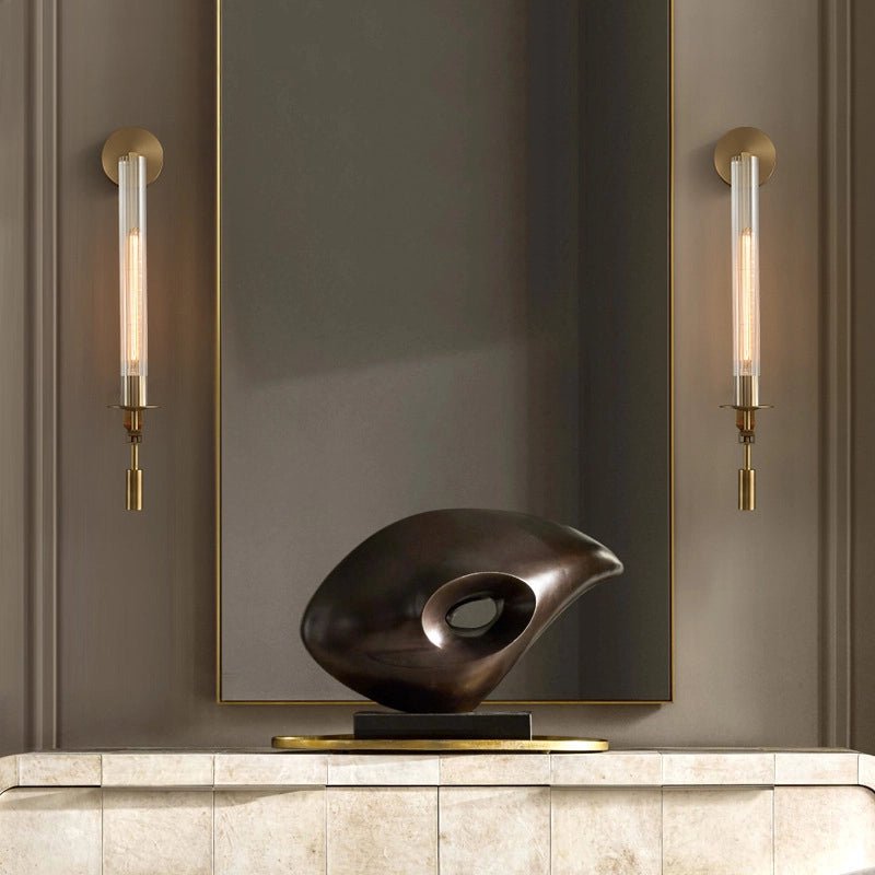 Veloora Wall Lamp Brass Minimalist Ribbed Glass