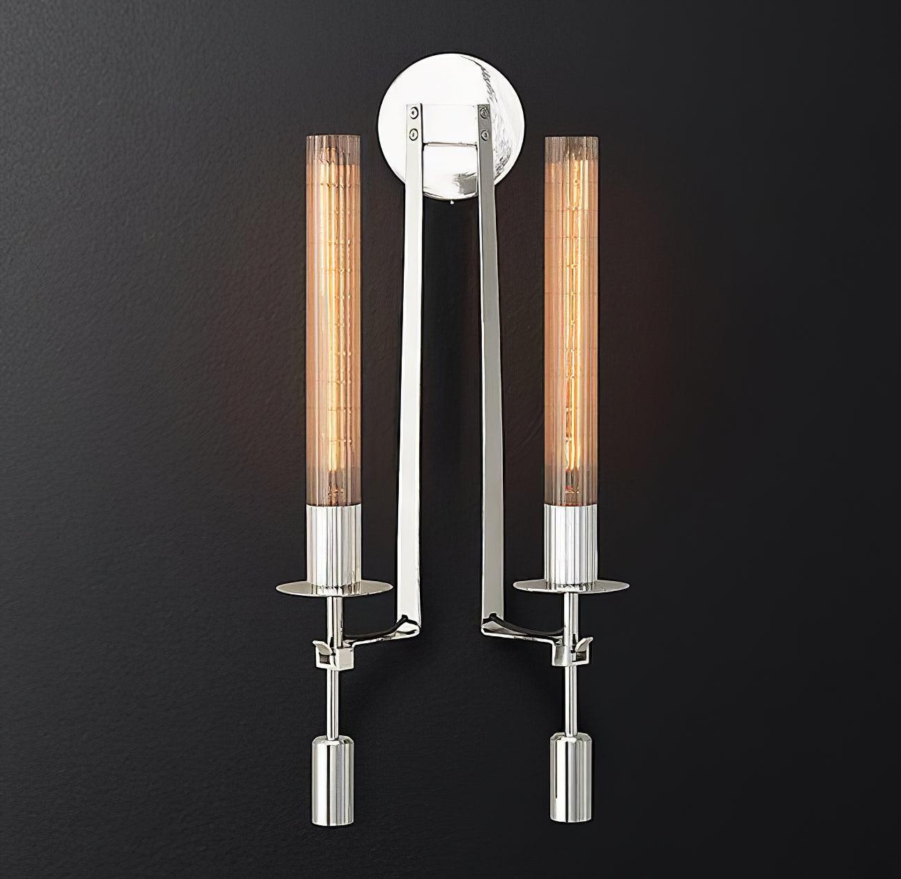 Veloora Wall Lamp Brass Minimalist Ribbed Glass