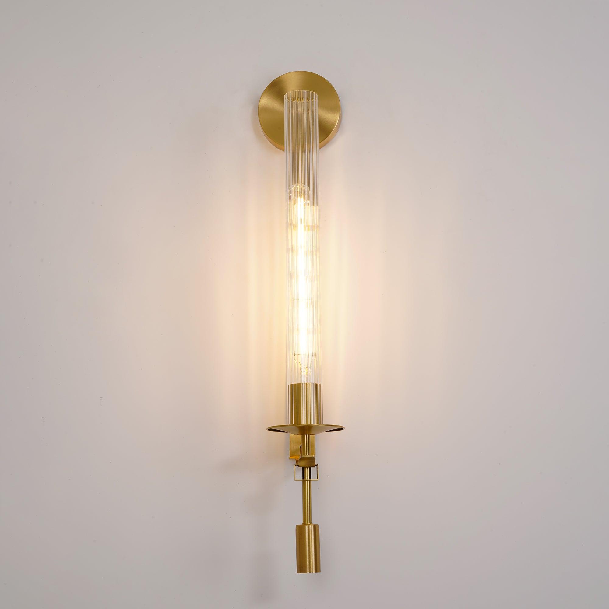 Veloora Wall Lamp Brass Minimalist Ribbed Glass