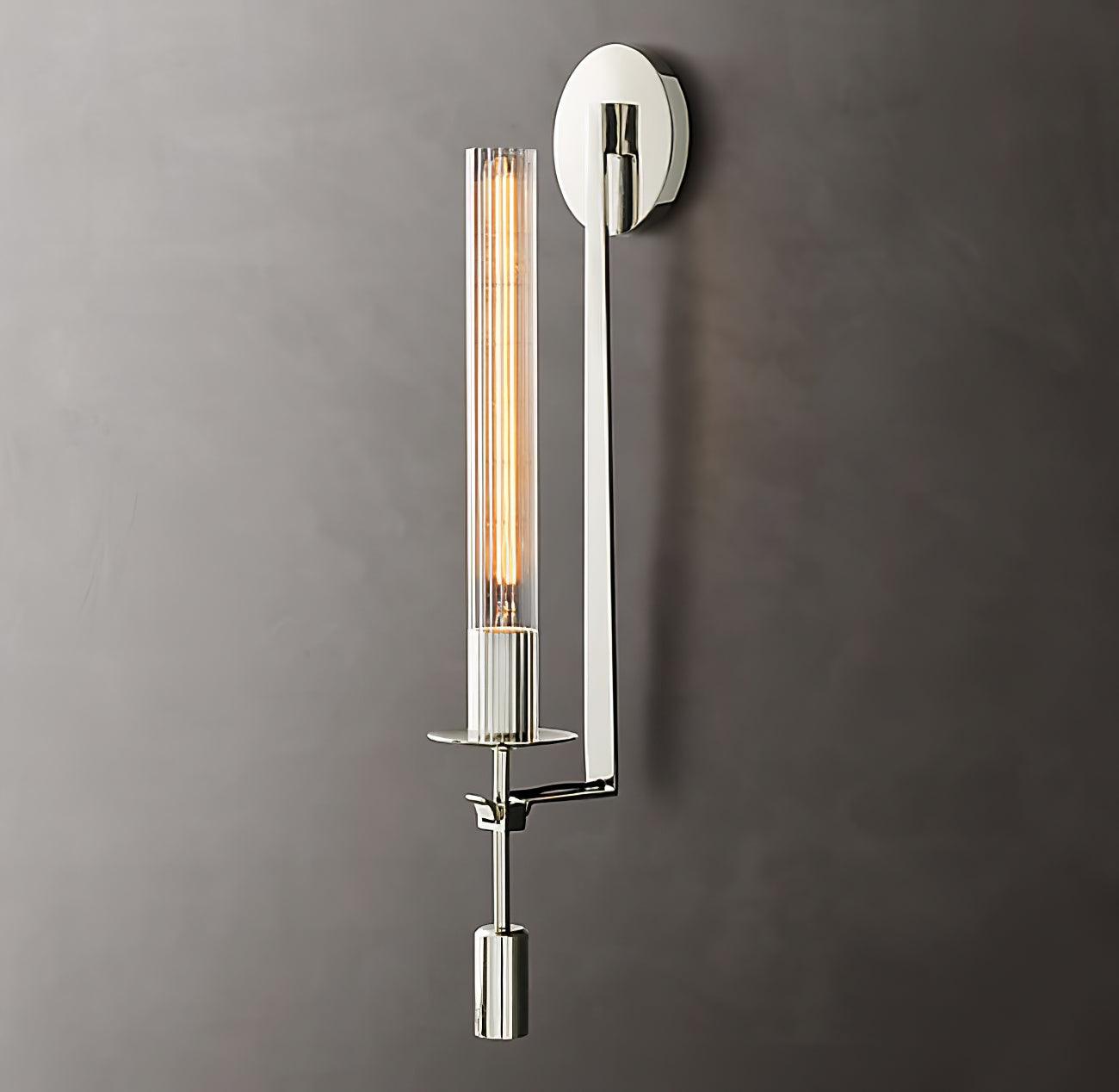 Veloora Wall Lamp Brass Minimalist Ribbed Glass