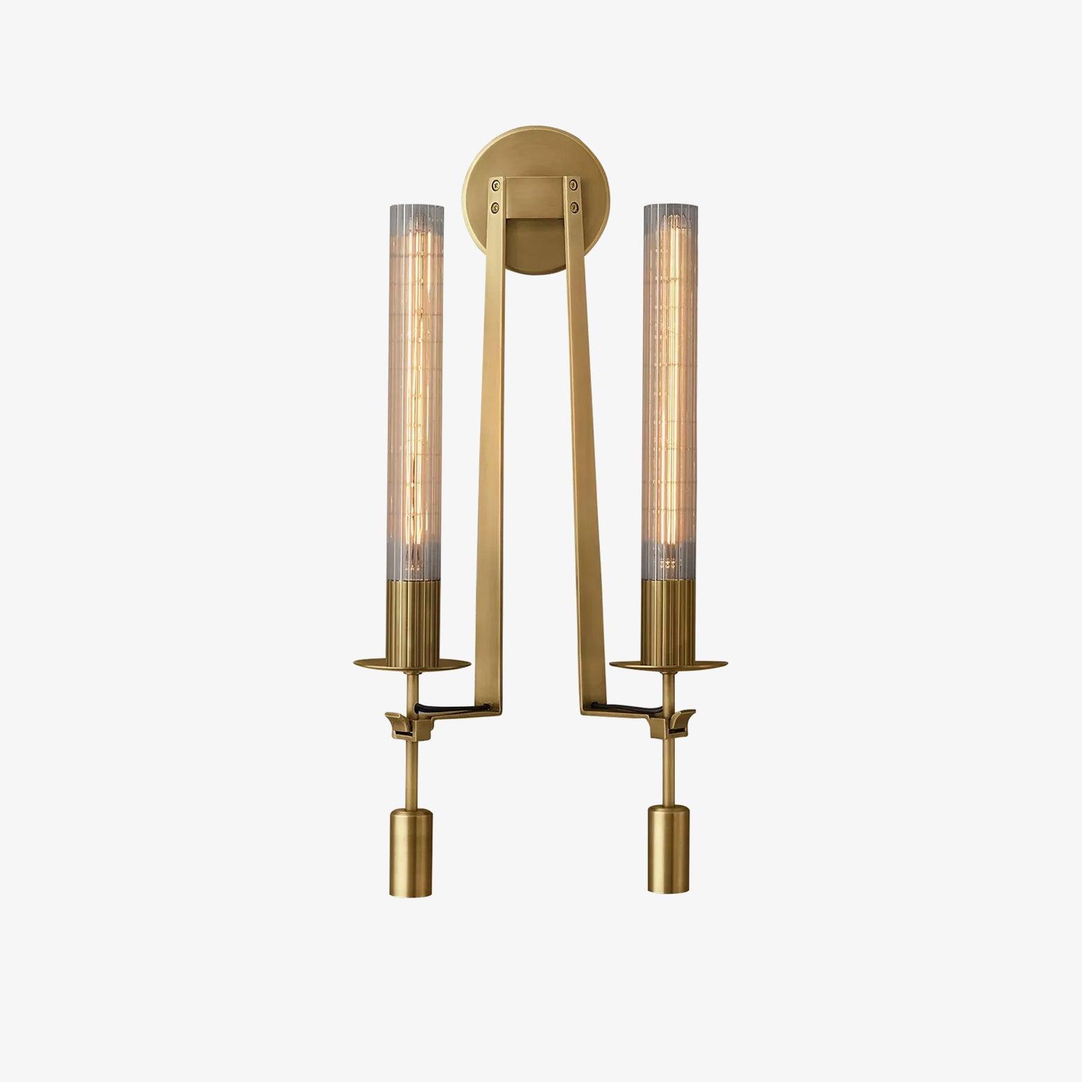 Veloora Wall Lamp Brass Minimalist Ribbed Glass