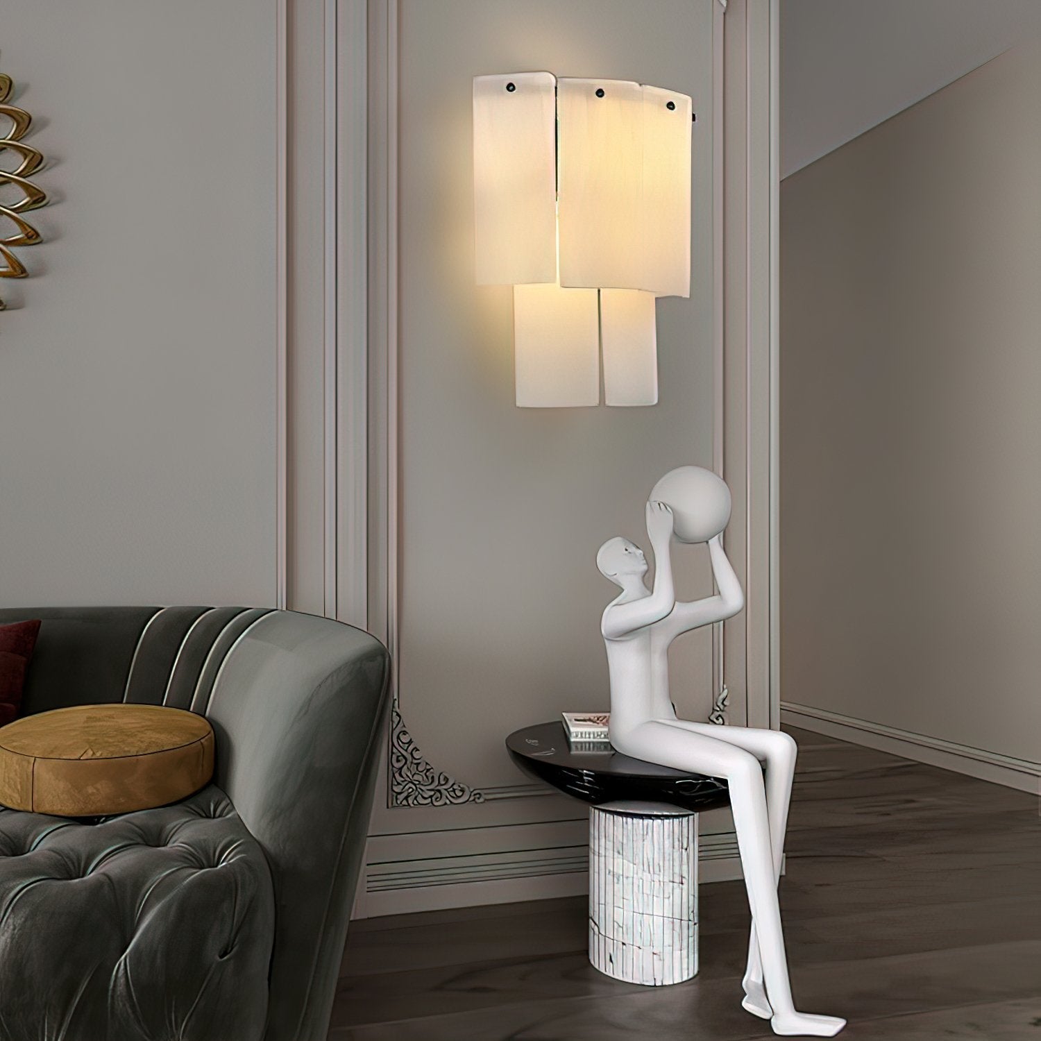 Corvane Fractured Alabaster Wall Sconce