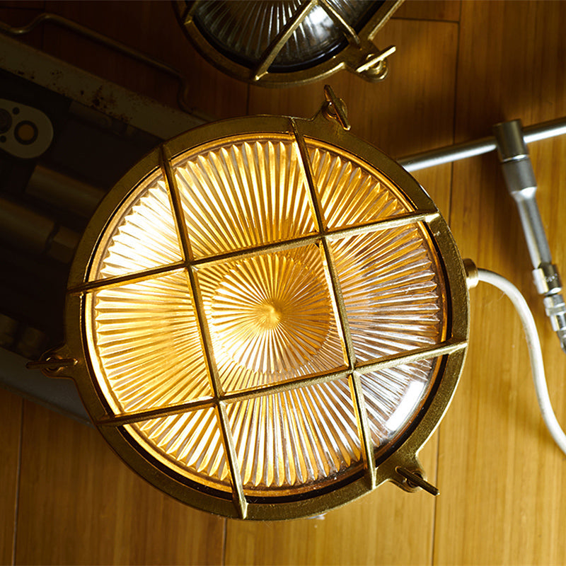 Erthearis Vintage Brass Bunker Sconce Wall Lamp
