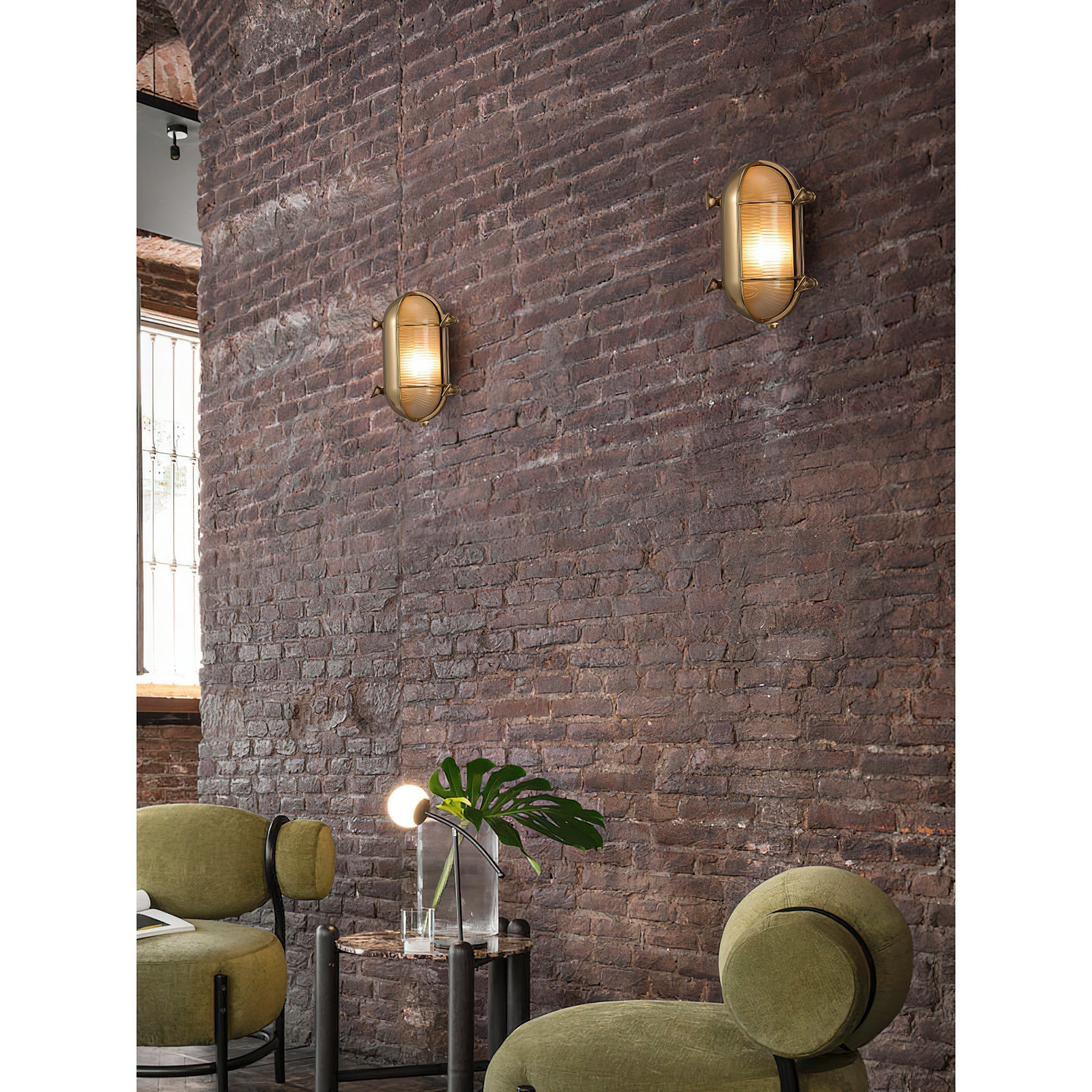 Erthearis Vintage Brass Bunker Sconce Wall Lamp