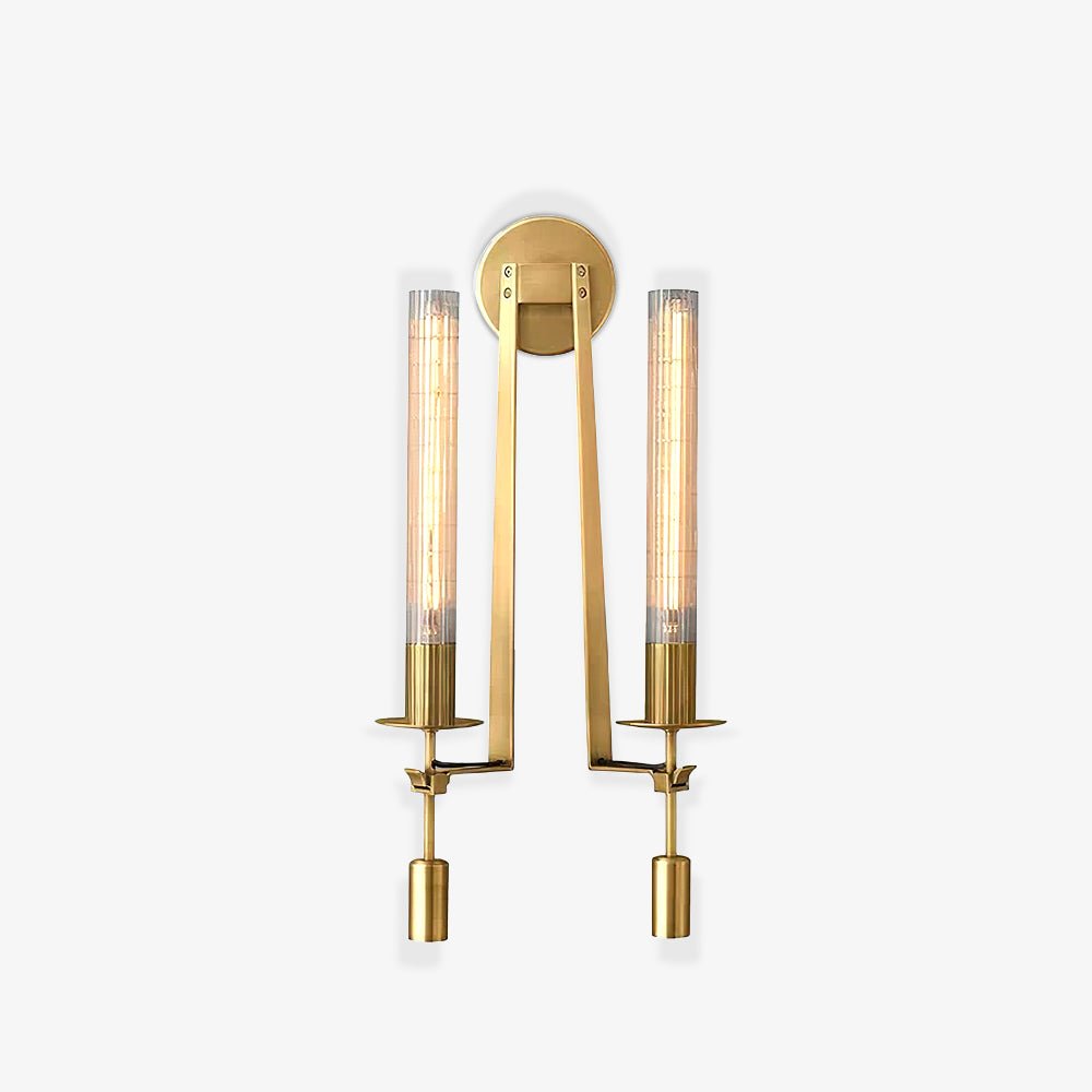Veloora Wall Lamp Brass Minimalist Ribbed Glass
