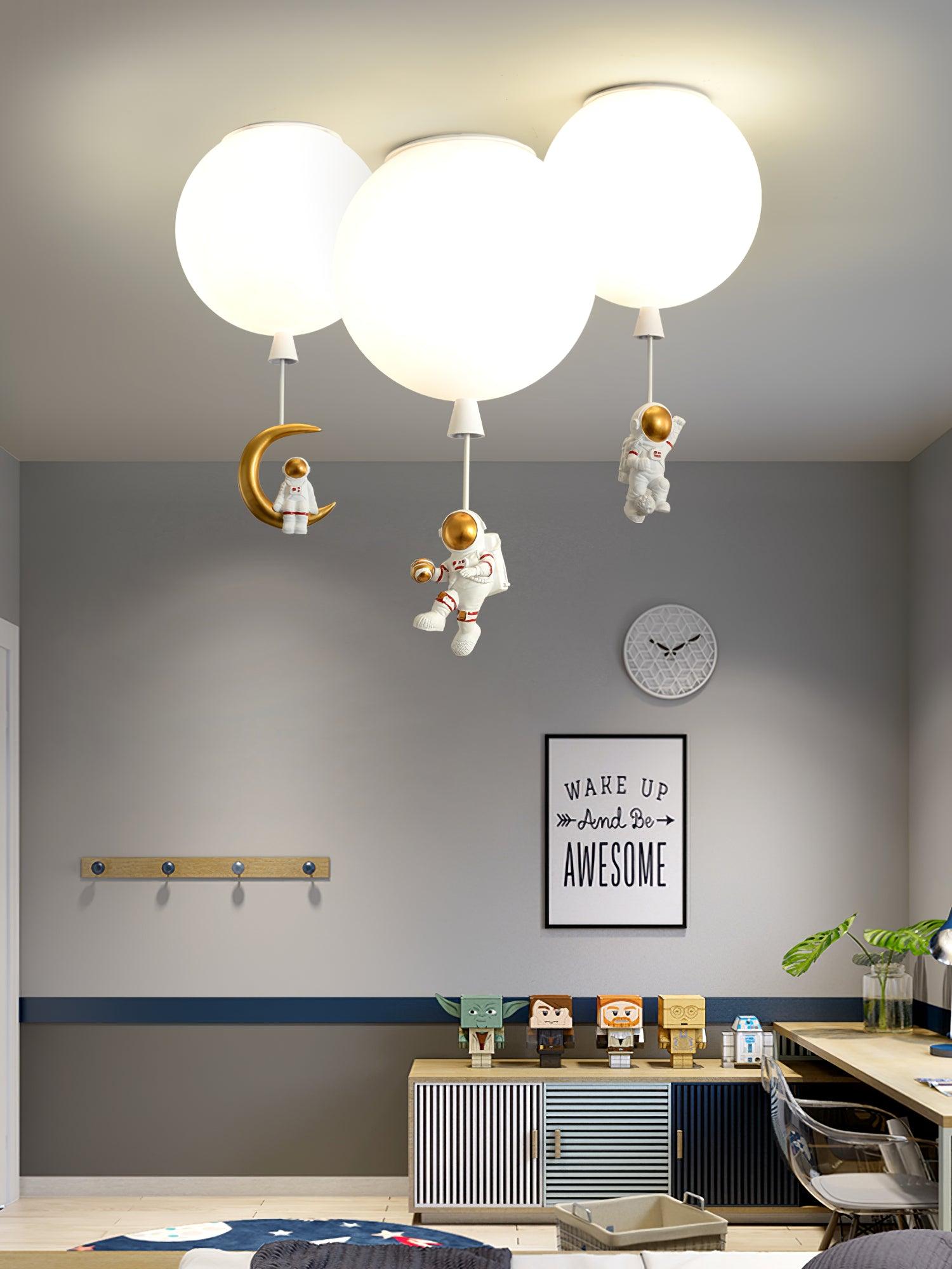 Nirerira Ceiling Light Acrylic Balloon Astronaut Playful Kids Room