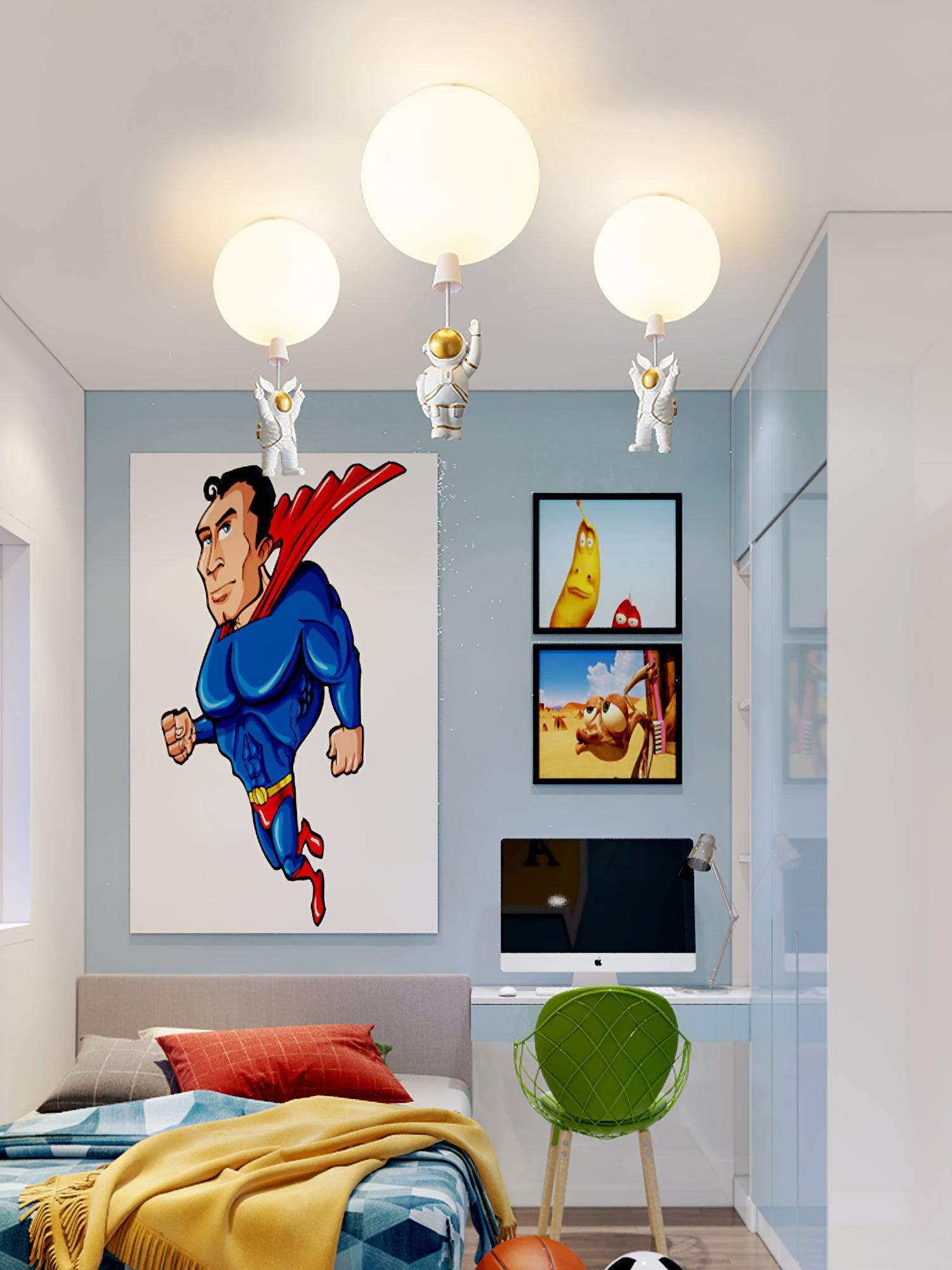 Nirerira Ceiling Light Acrylic Balloon Astronaut Playful Kids Room