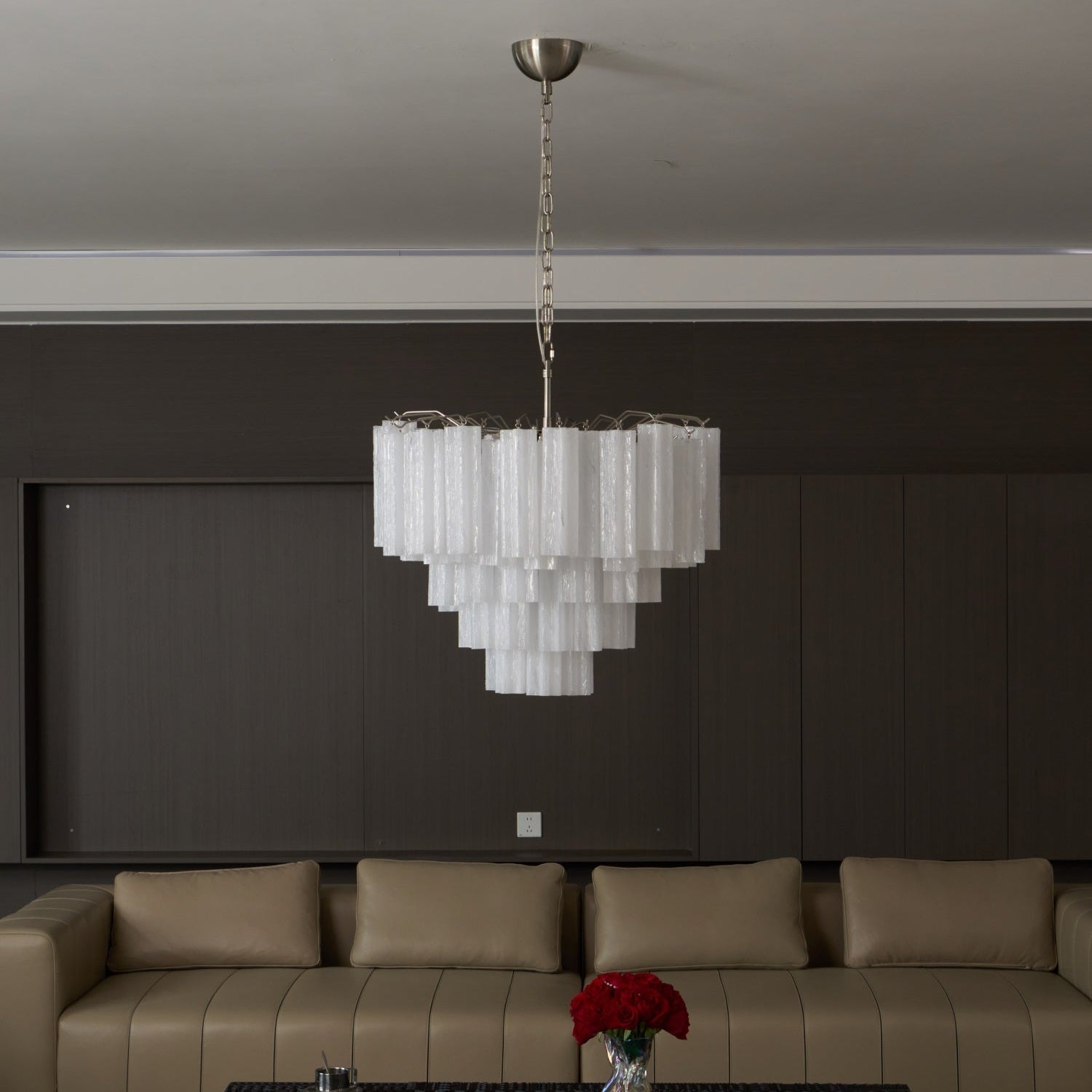 Velinaine Chandelier Frosted Murano Glass Tiered Cascade